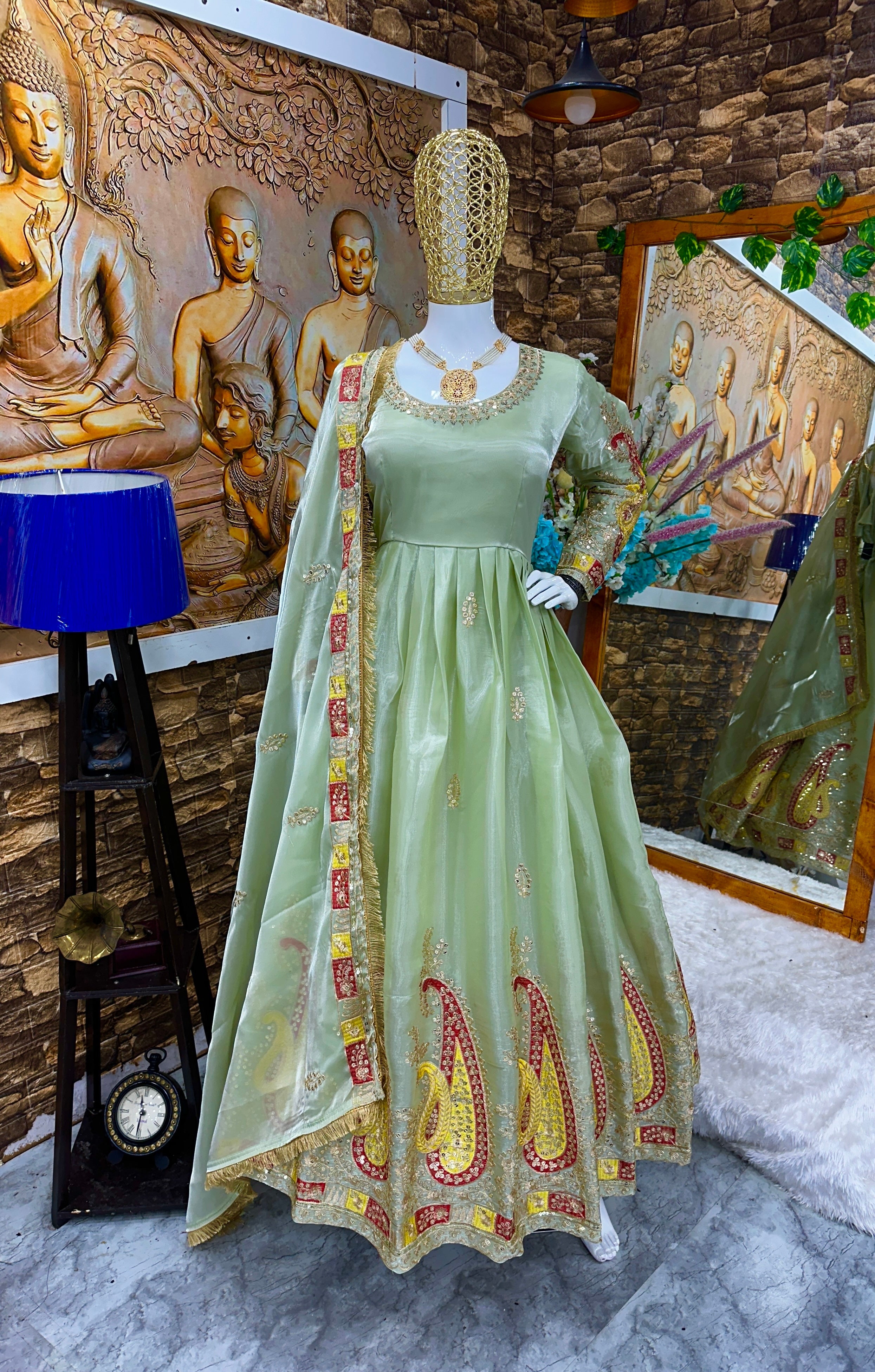 Designer Party Wear Anarkali Gown And Pent With Beautiful Dupatta