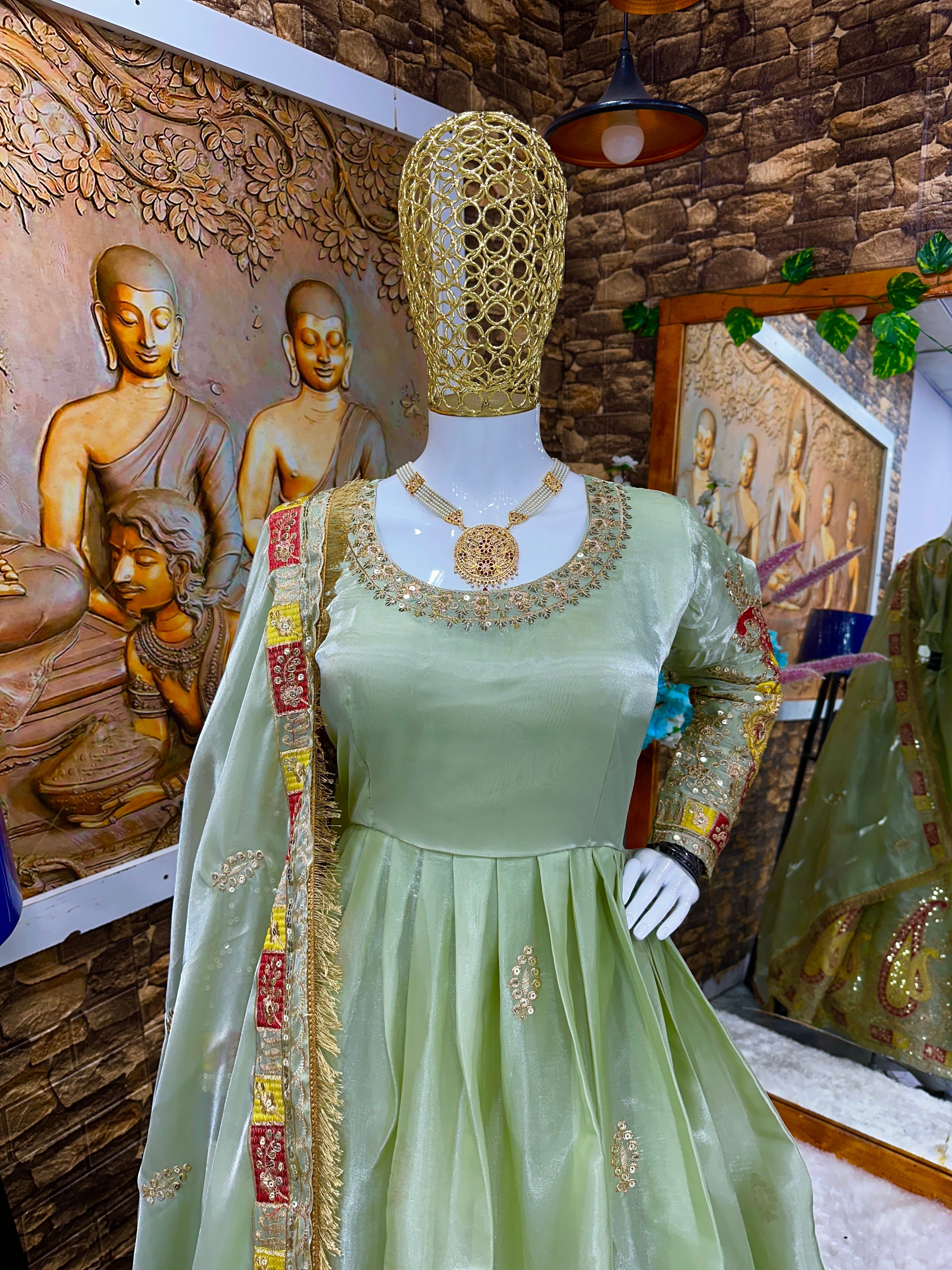 Designer Party Wear Anarkali Gown And Pent With Beautiful Dupatta