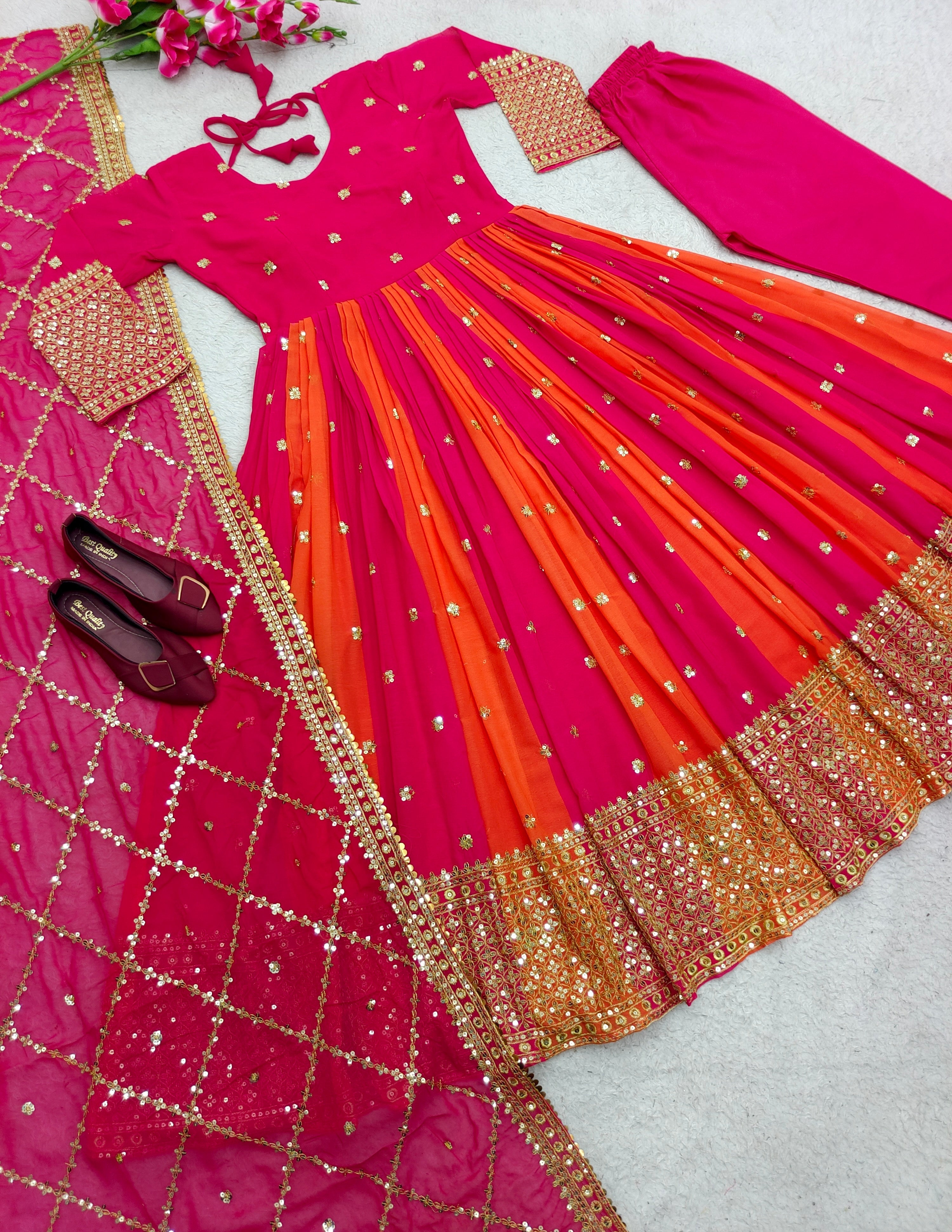 Designer Party Wear Gown With Pent And Beautiful Dupatta