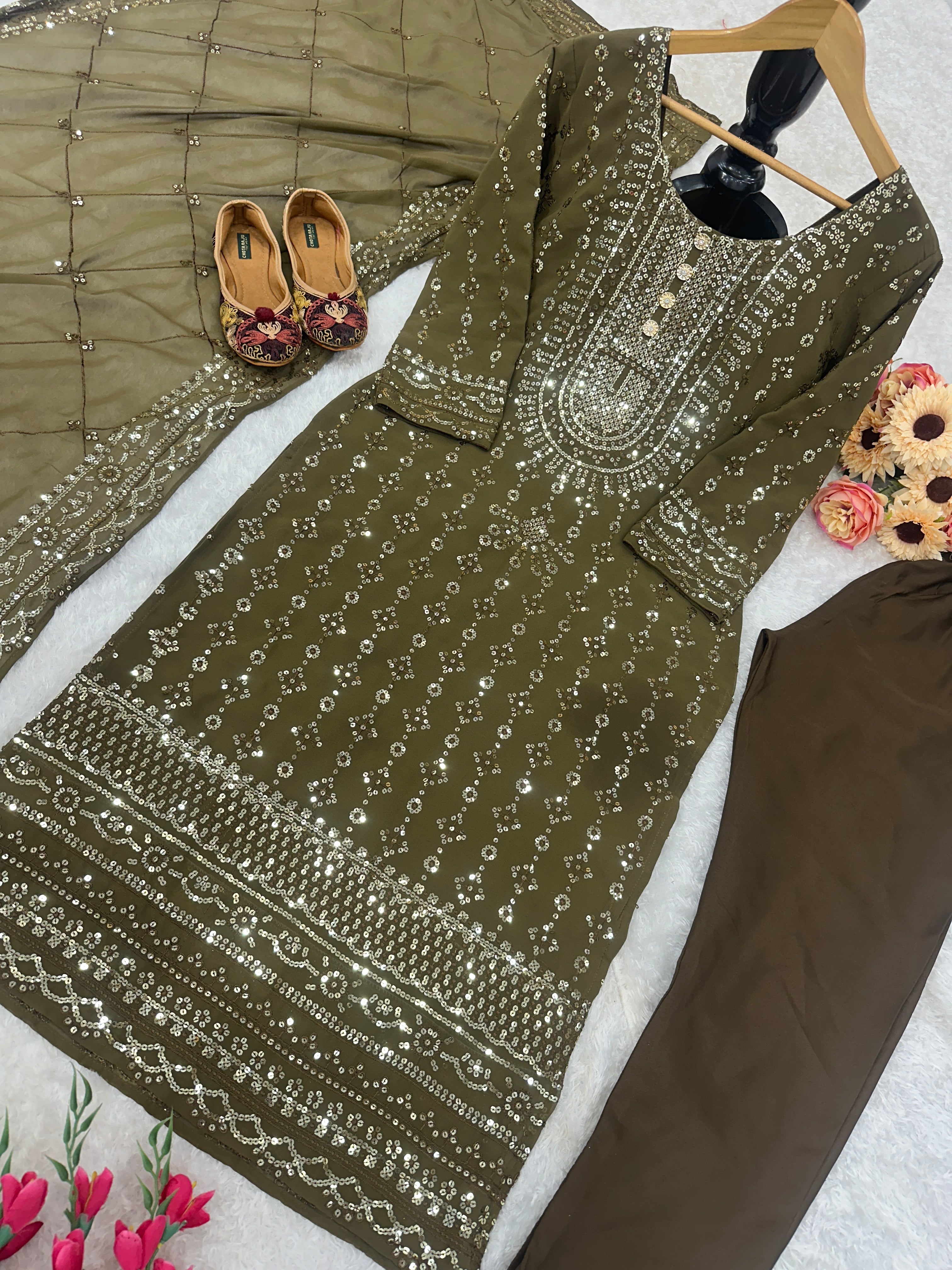 Designer Party Wear Top And Pent With Beautiful Dupatta