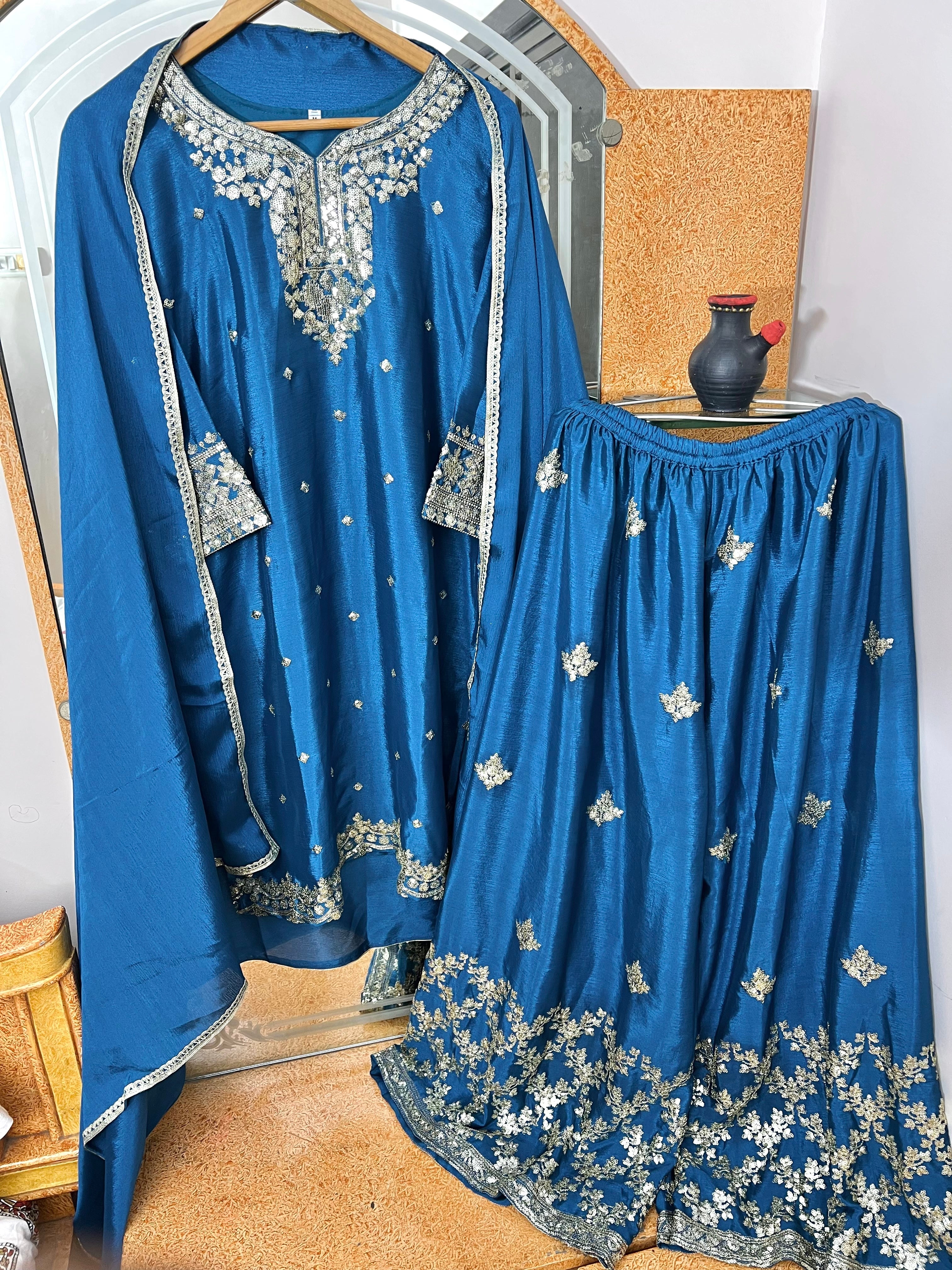 Designer Party Wear Top-Bottom And Dupatta