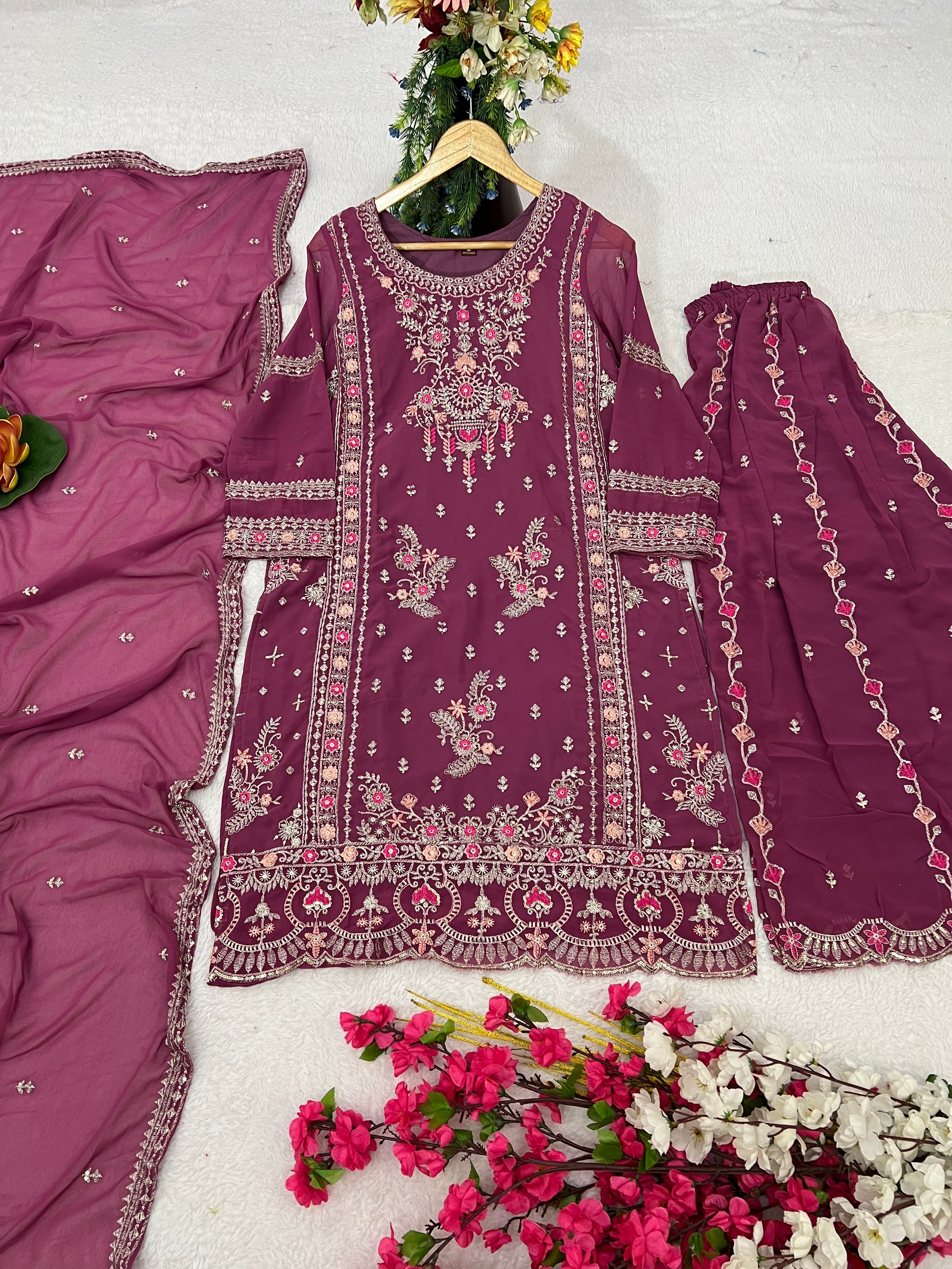 Designer Party Wear Top And Bottom With Beautiful Dupatta