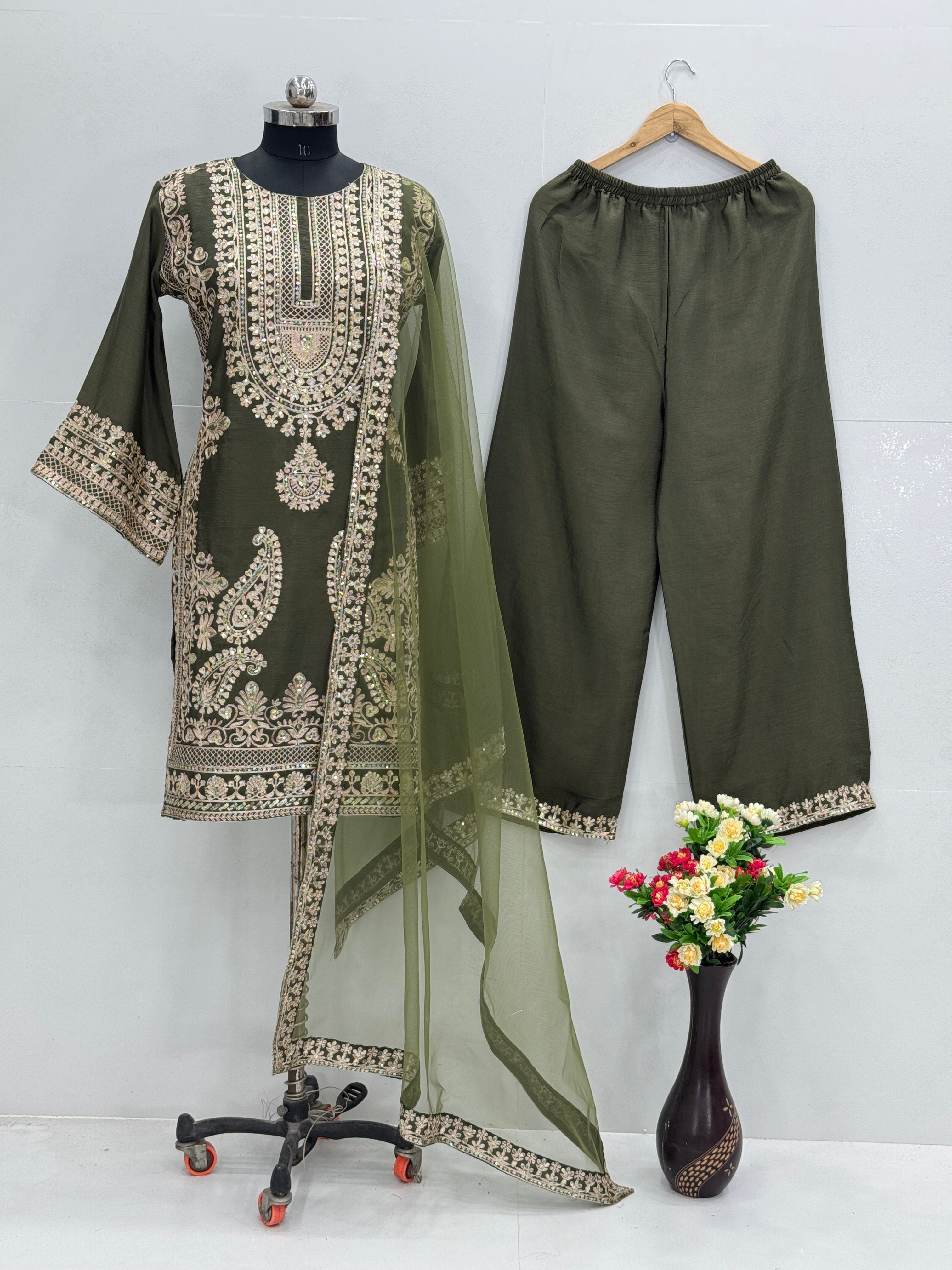 Beautiful Designer Wear Top Plazzo And Dupatta