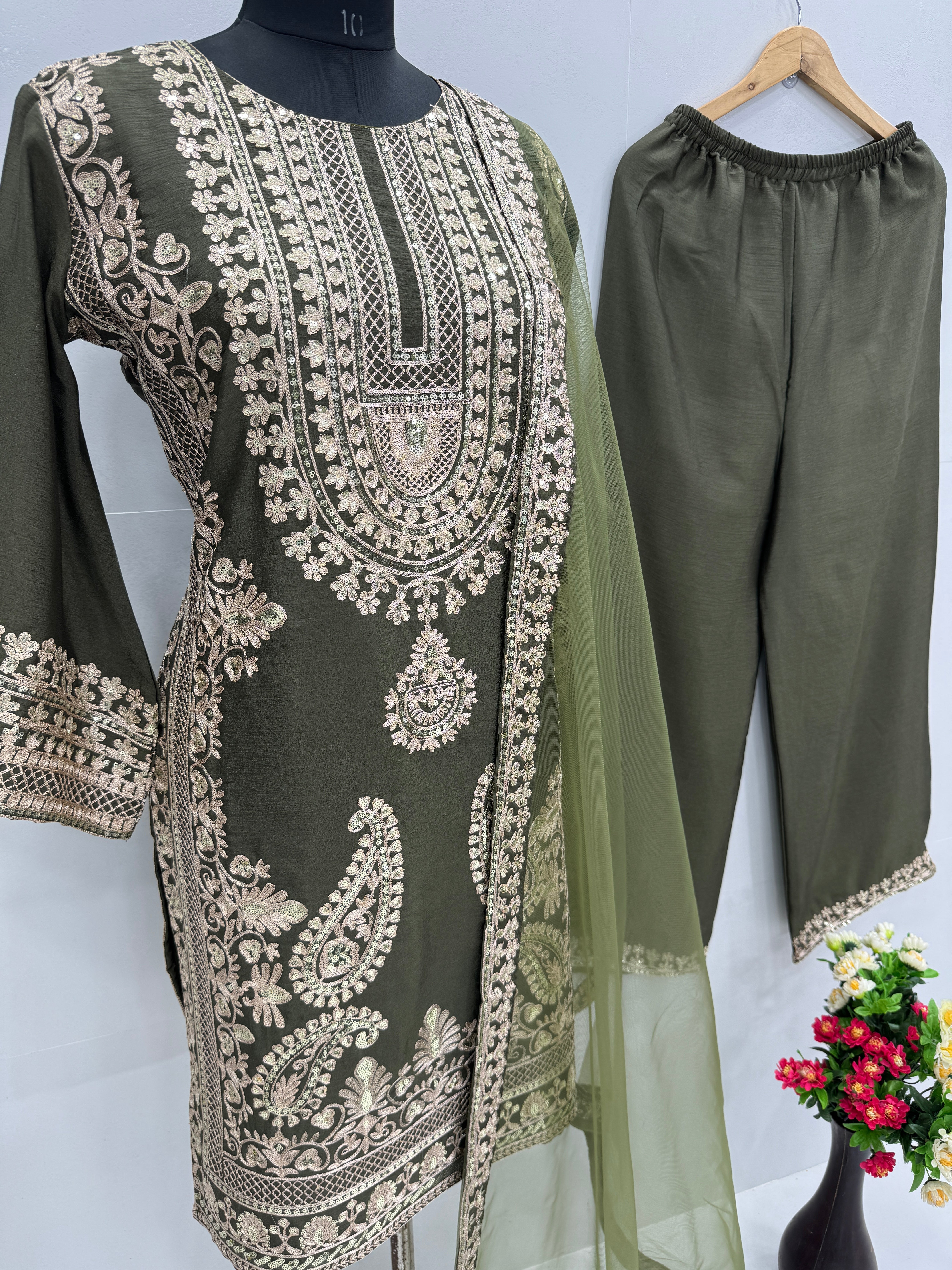Beautiful Designer Wear Top Plazzo And Dupatta