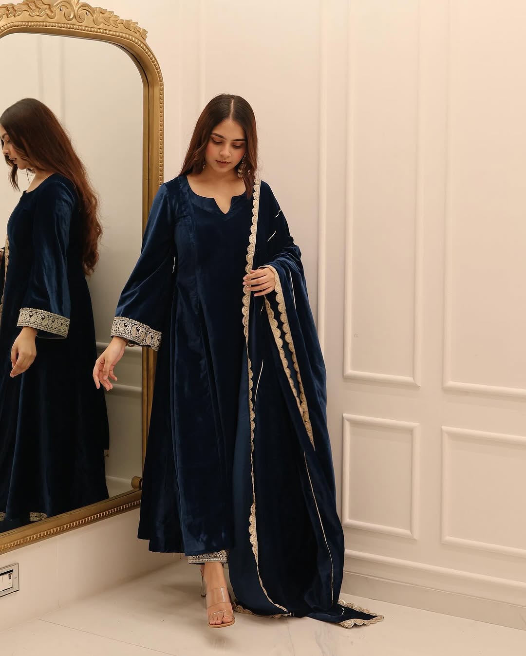 Designer Party Wear Gown And Pent With Dupatta