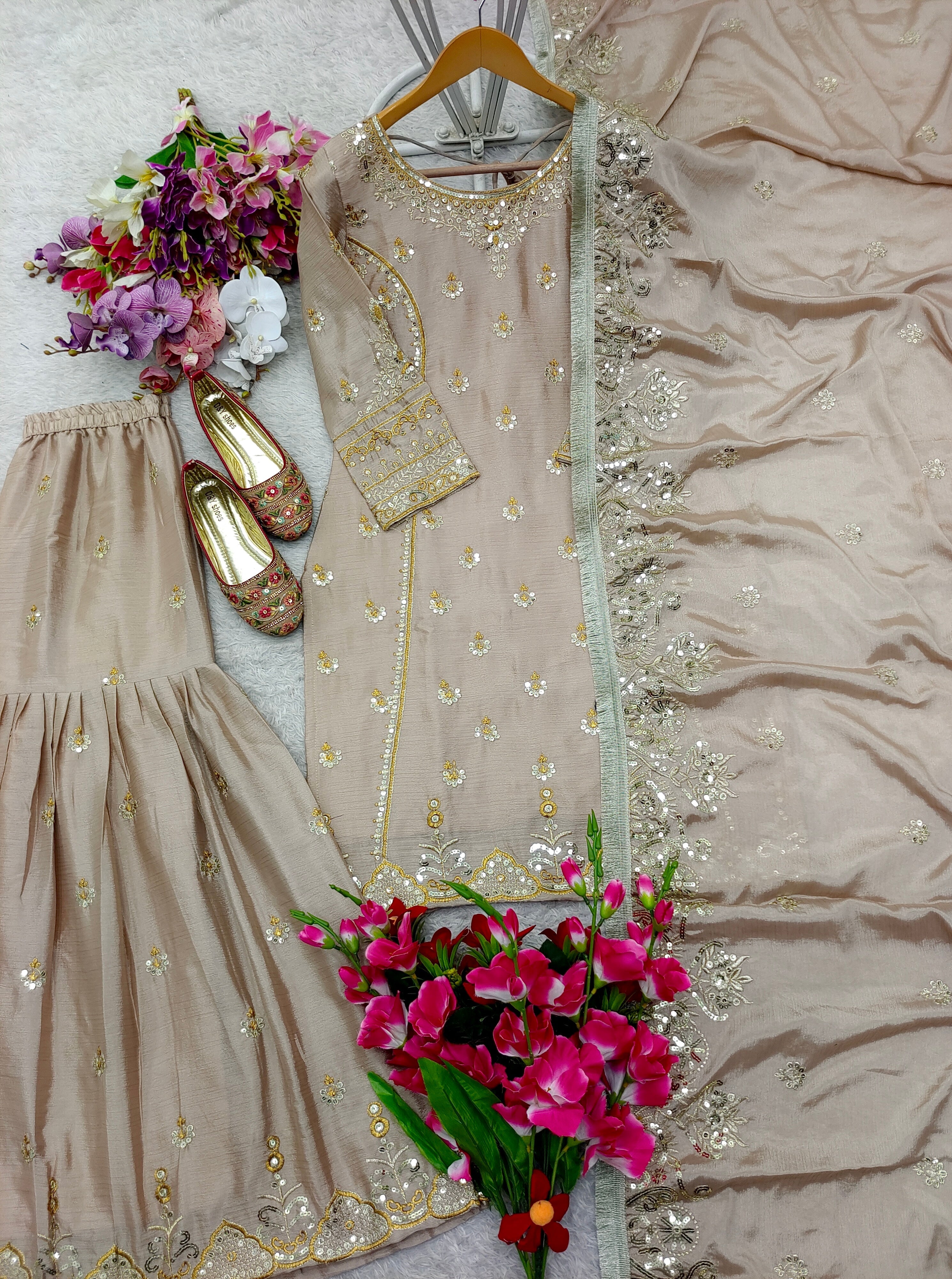 Designer Party Wear Look Top-Sarara And Fancy Dupatta