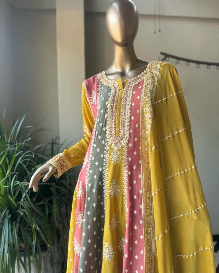 Beautiful Top Bottom And Plazzo With Sequence Work