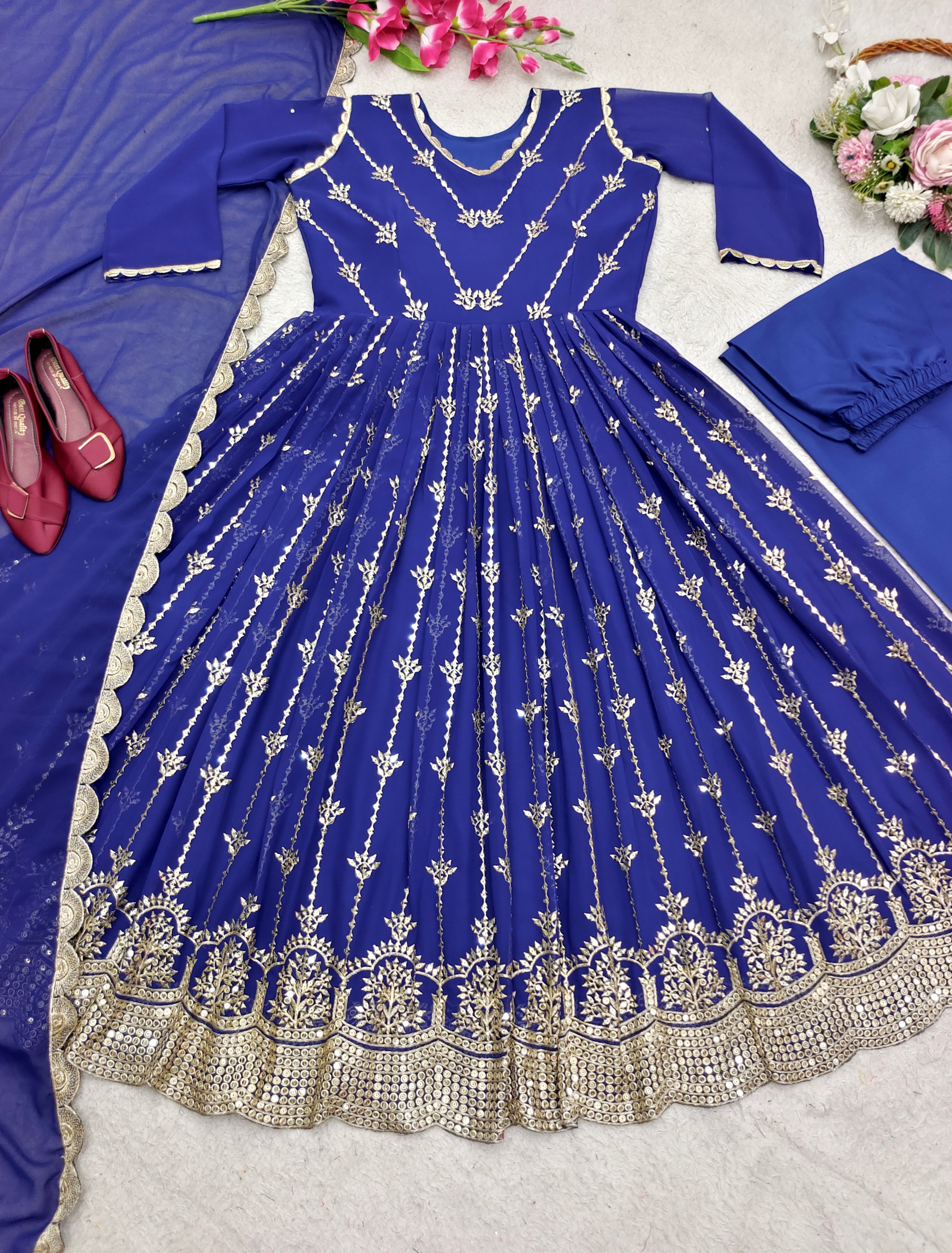 Designer Party Wear Gown With Pent And Fancy Dupatta