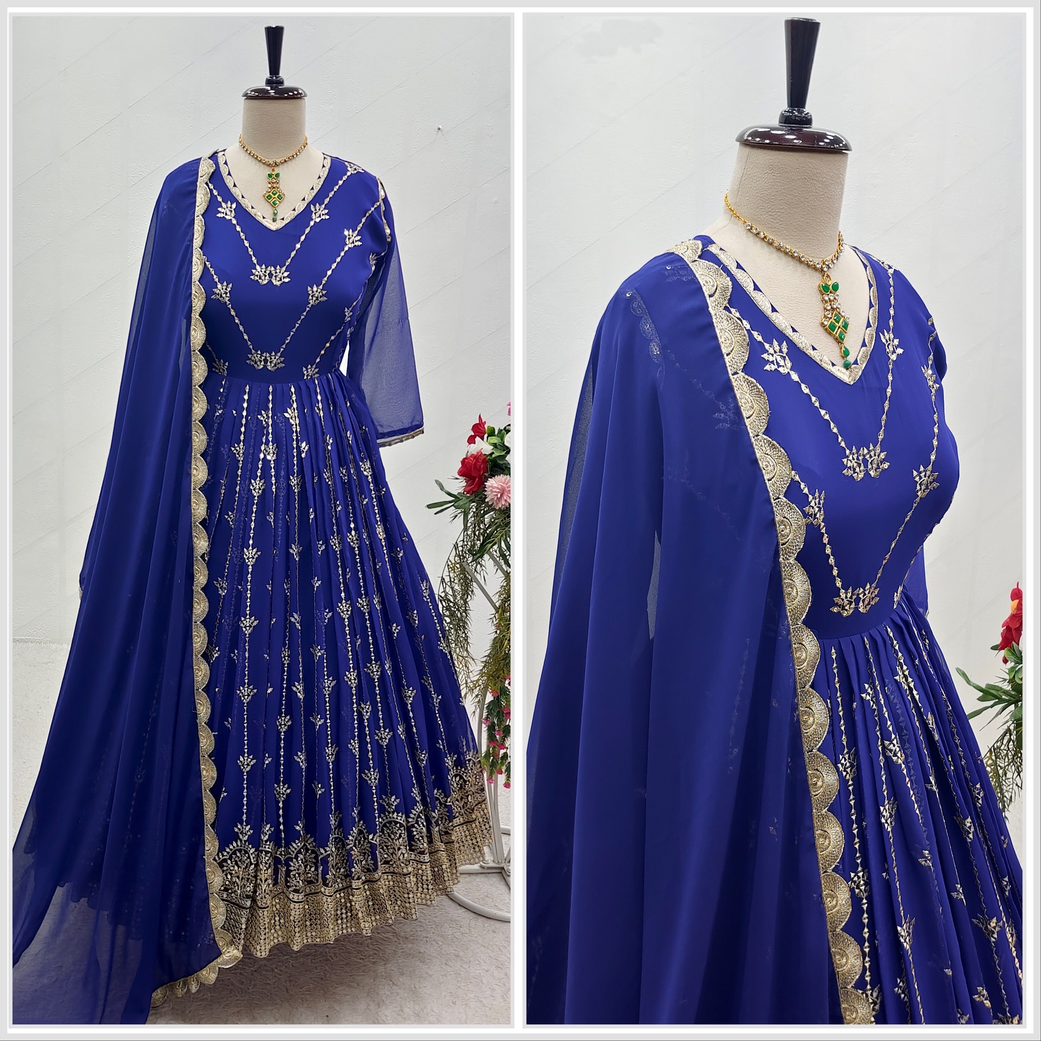 Designer Party Wear Gown With Pent And Fancy Dupatta