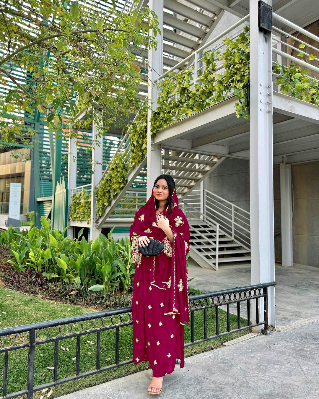 Designer Party Wear Look Top Plazzo & Beautiful Dupatta