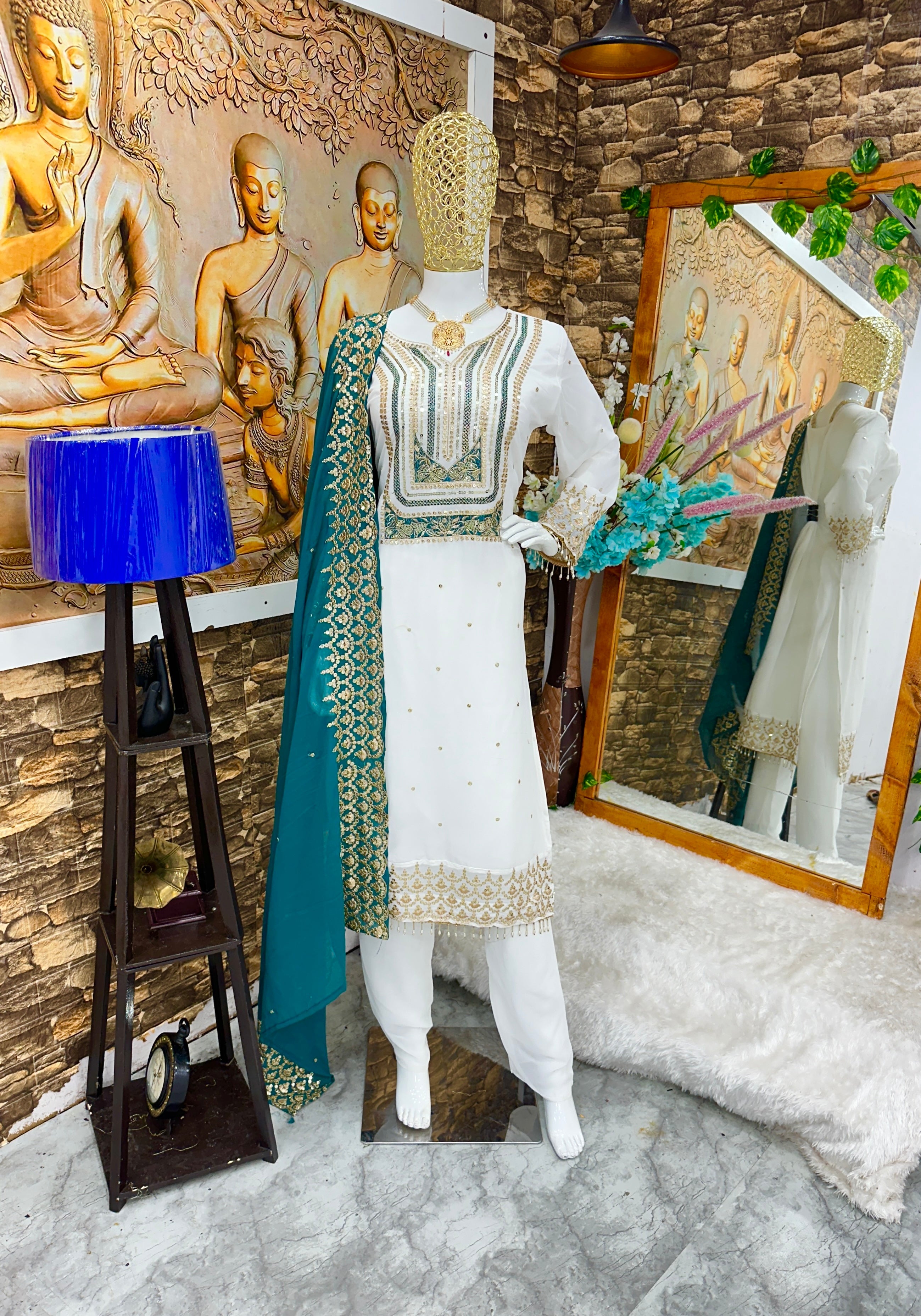 Beautiful Party Wear Top And Pent With Dupatta