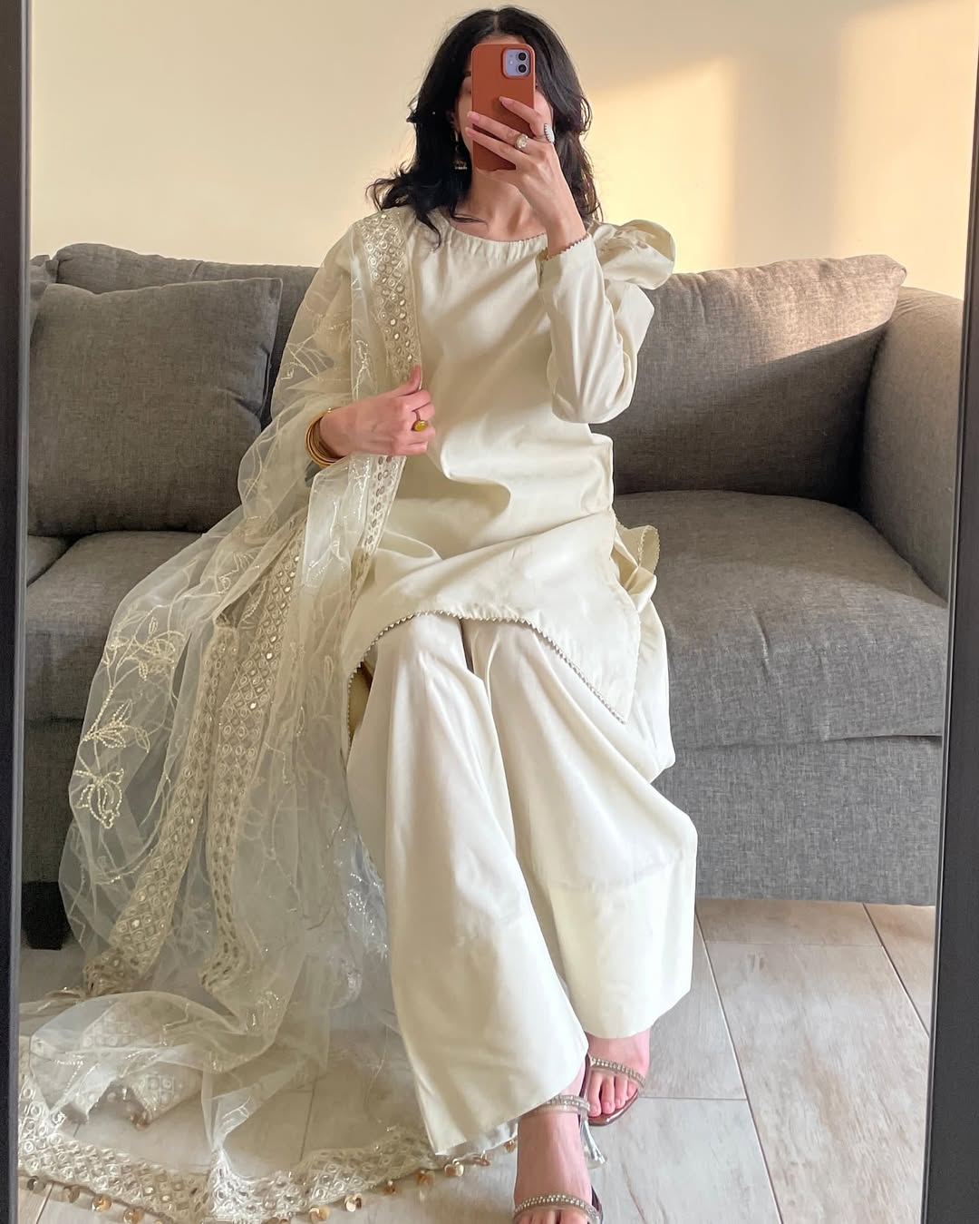 Designer Party Wear Look Suit Set With Fancy Lace Border