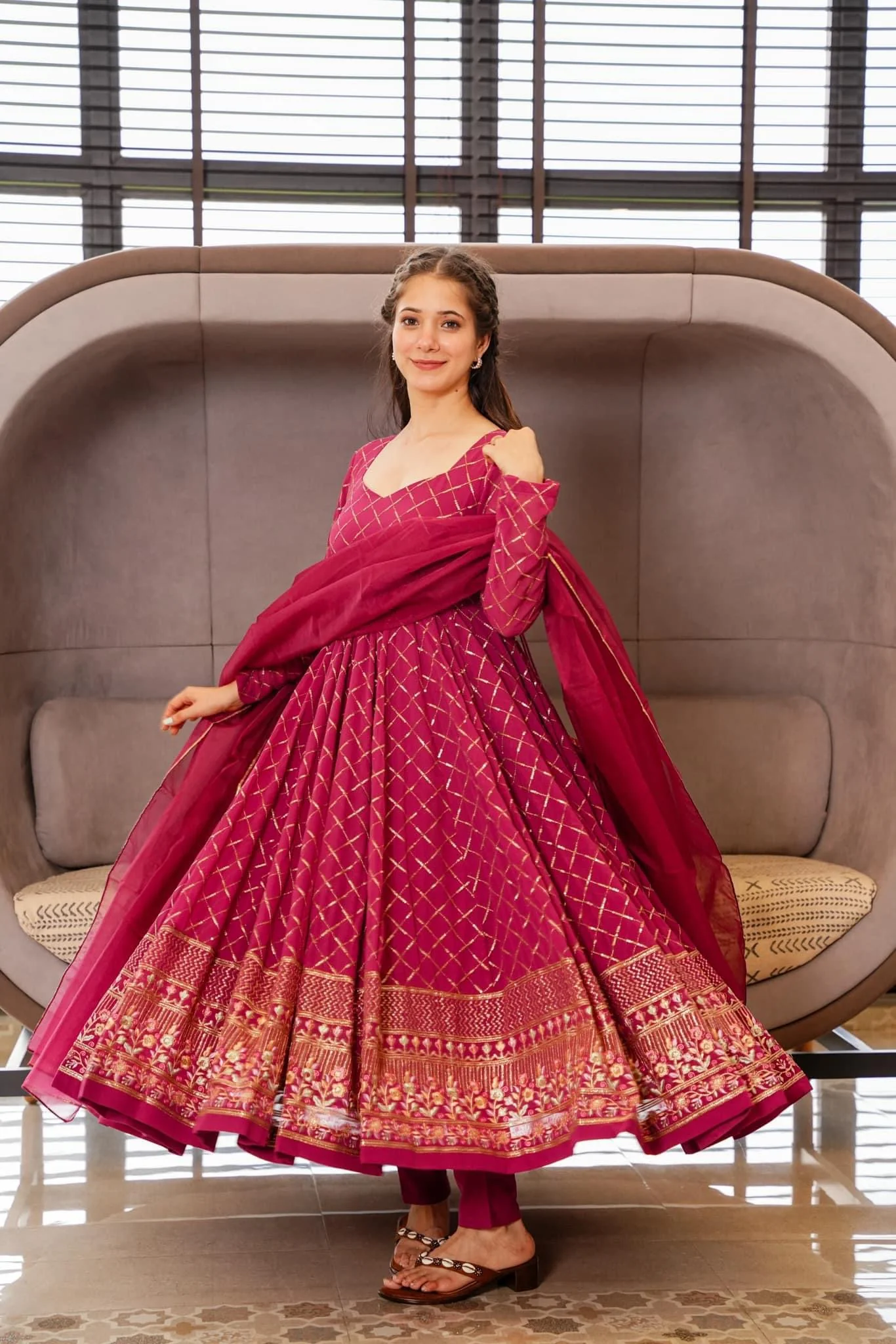 Party Wear Designer Anarkali Gown, Pent And Dupatta
