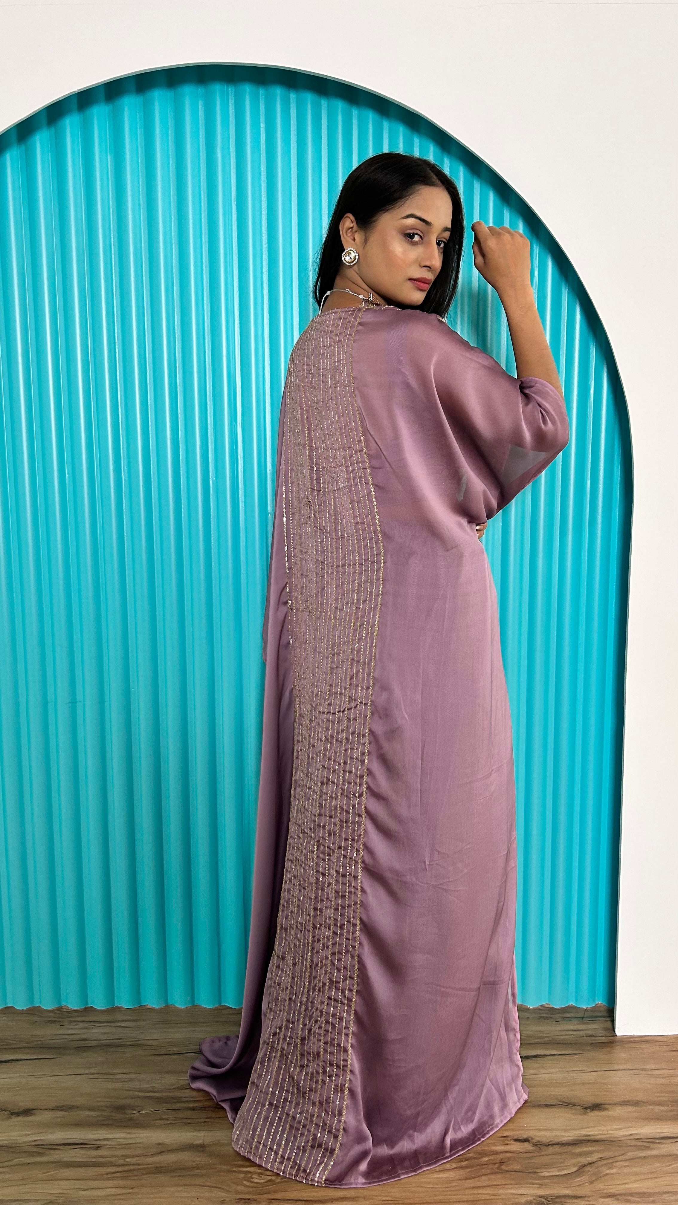 Designer Party Wear Indo Western With Sequence & Dori Work