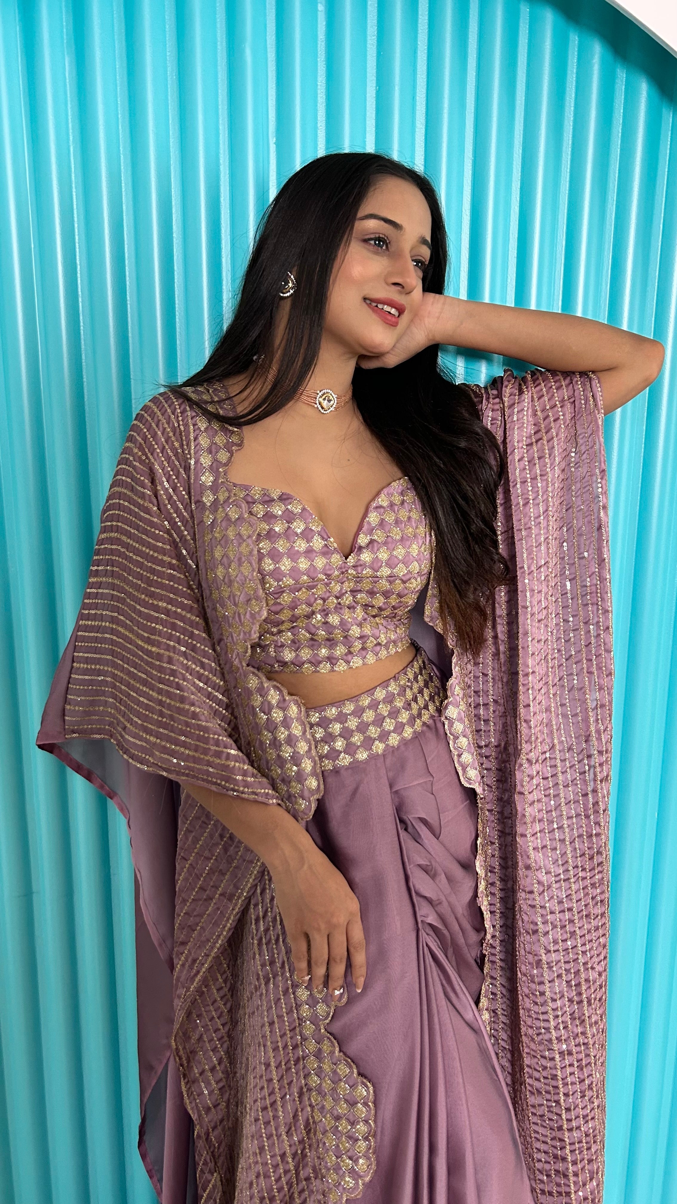 Designer Party Wear Indo Western With Sequence & Dori Work