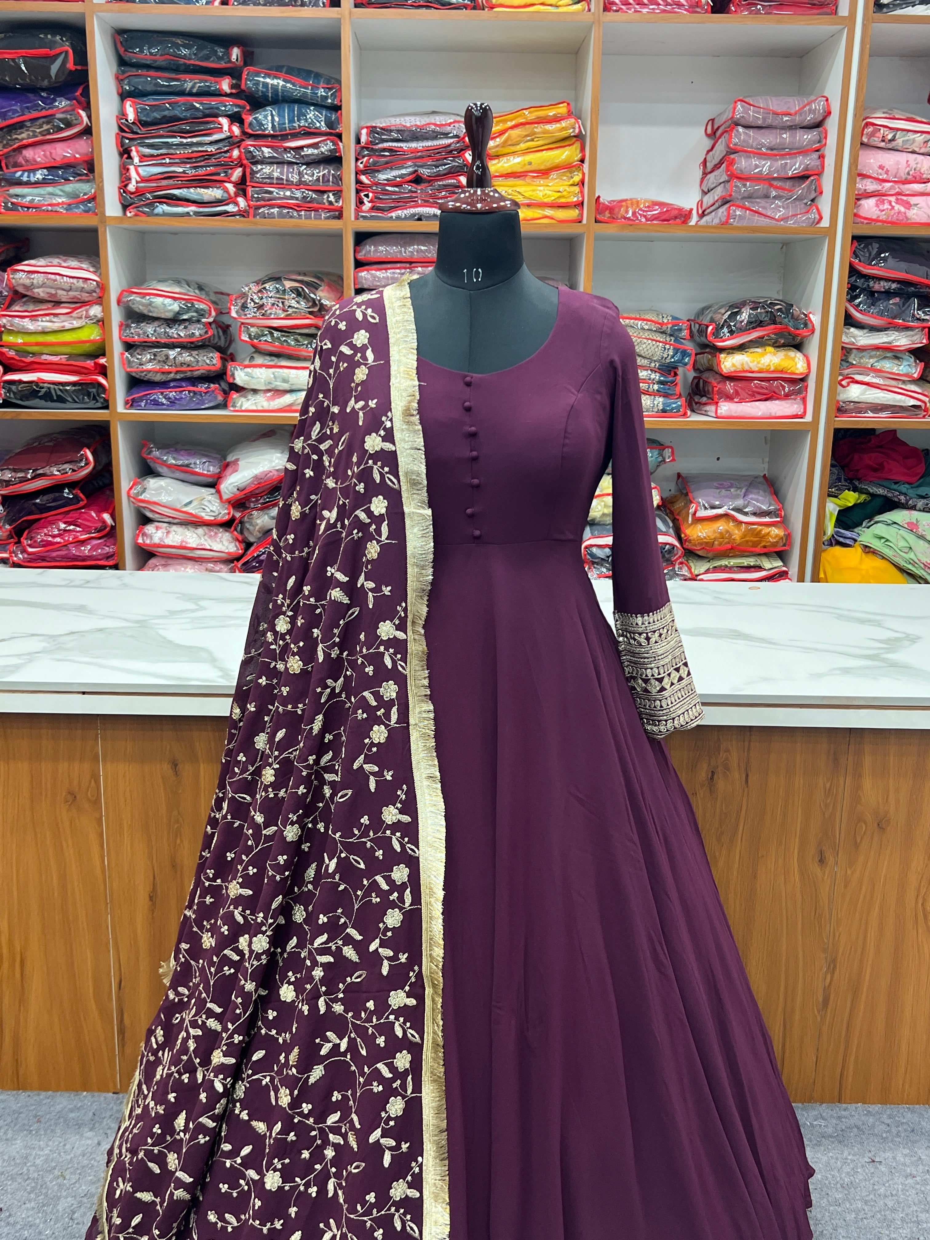 Designer Party Wear Anarkali Gown Pent And Dupatta