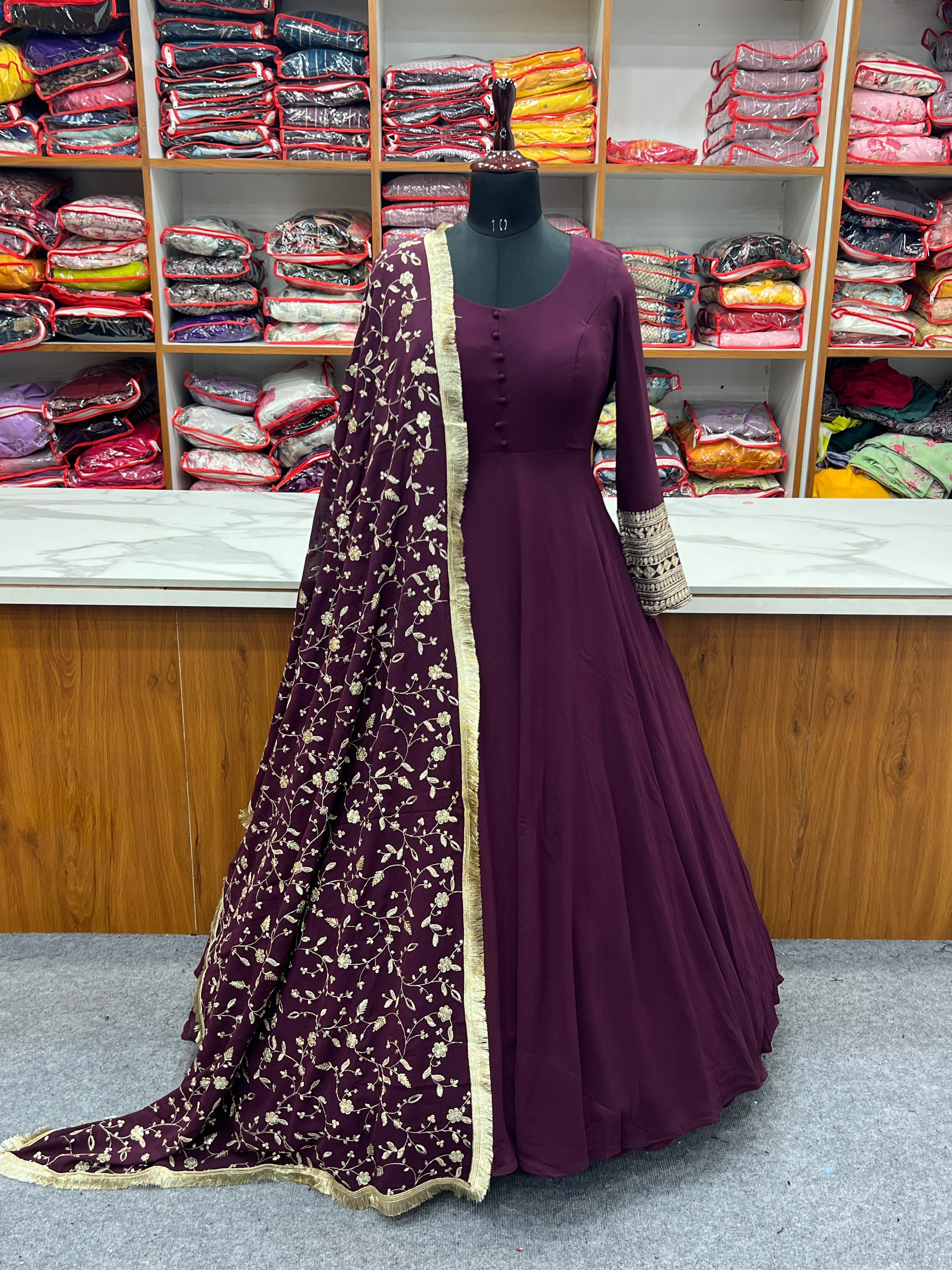 Designer Party Wear Anarkali Gown Pent And Dupatta