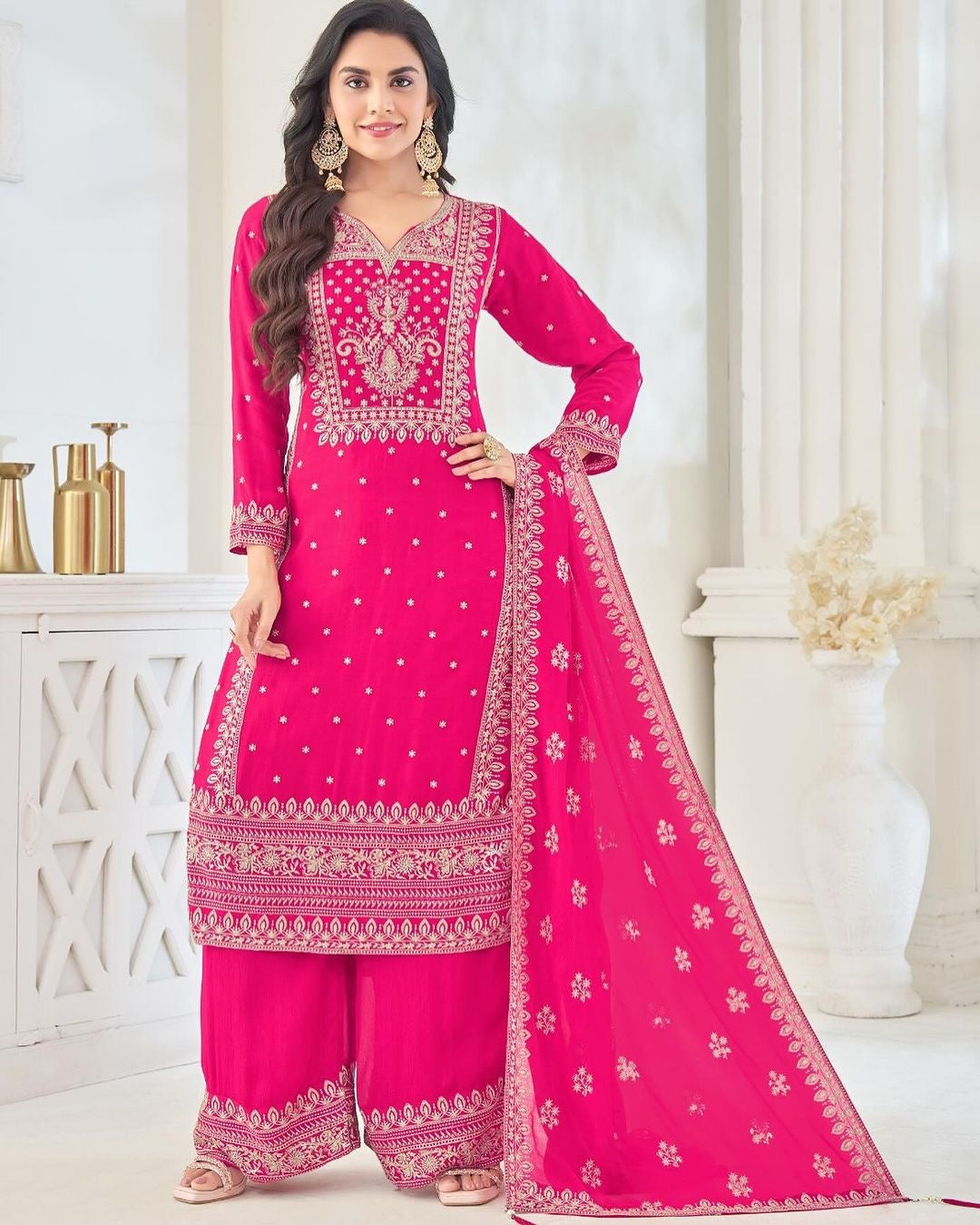 Party Wear Designer Top Bottom And Dupatta With Embroidery Work