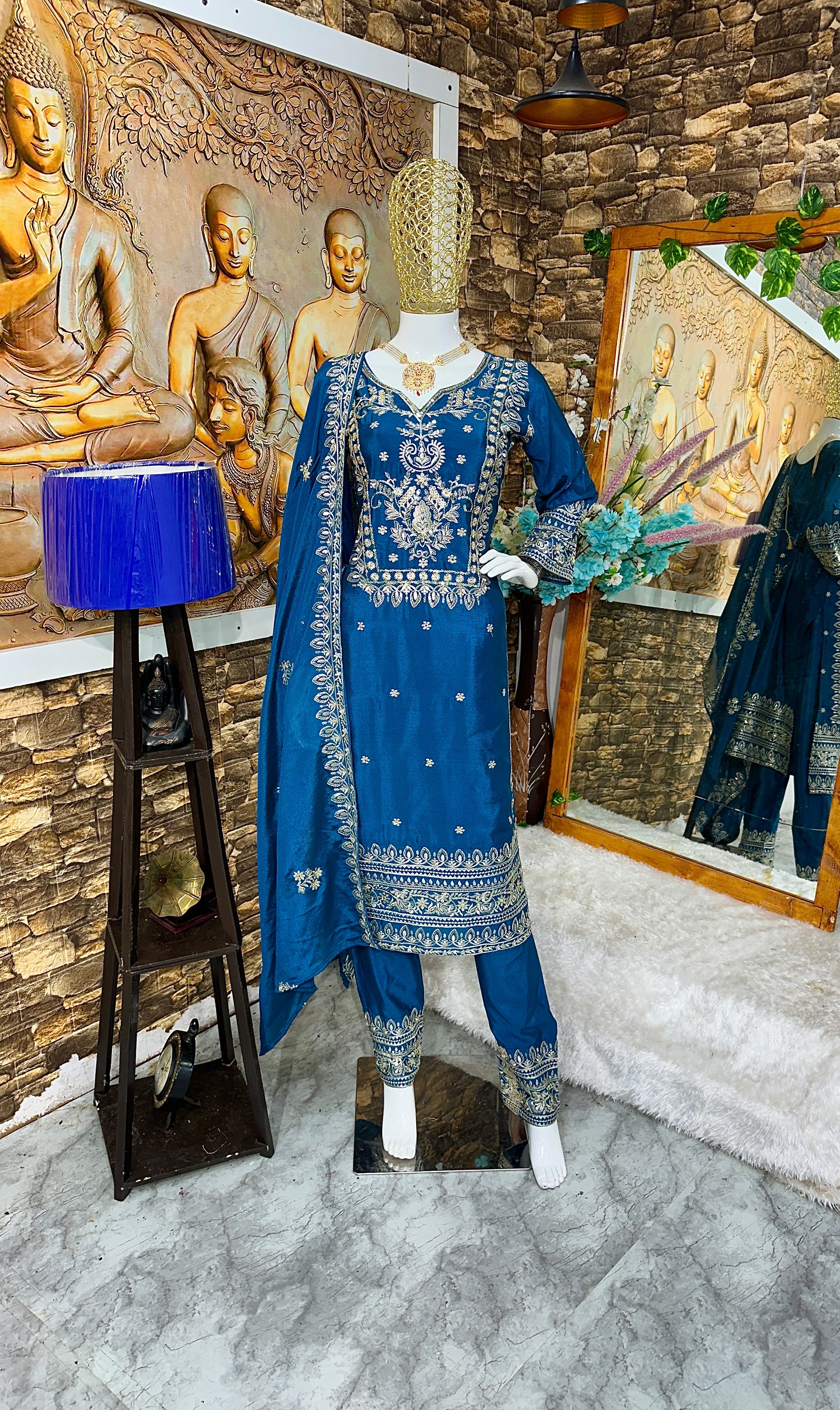 Party Wear Designer Top Bottom And Dupatta With Embroidery Work