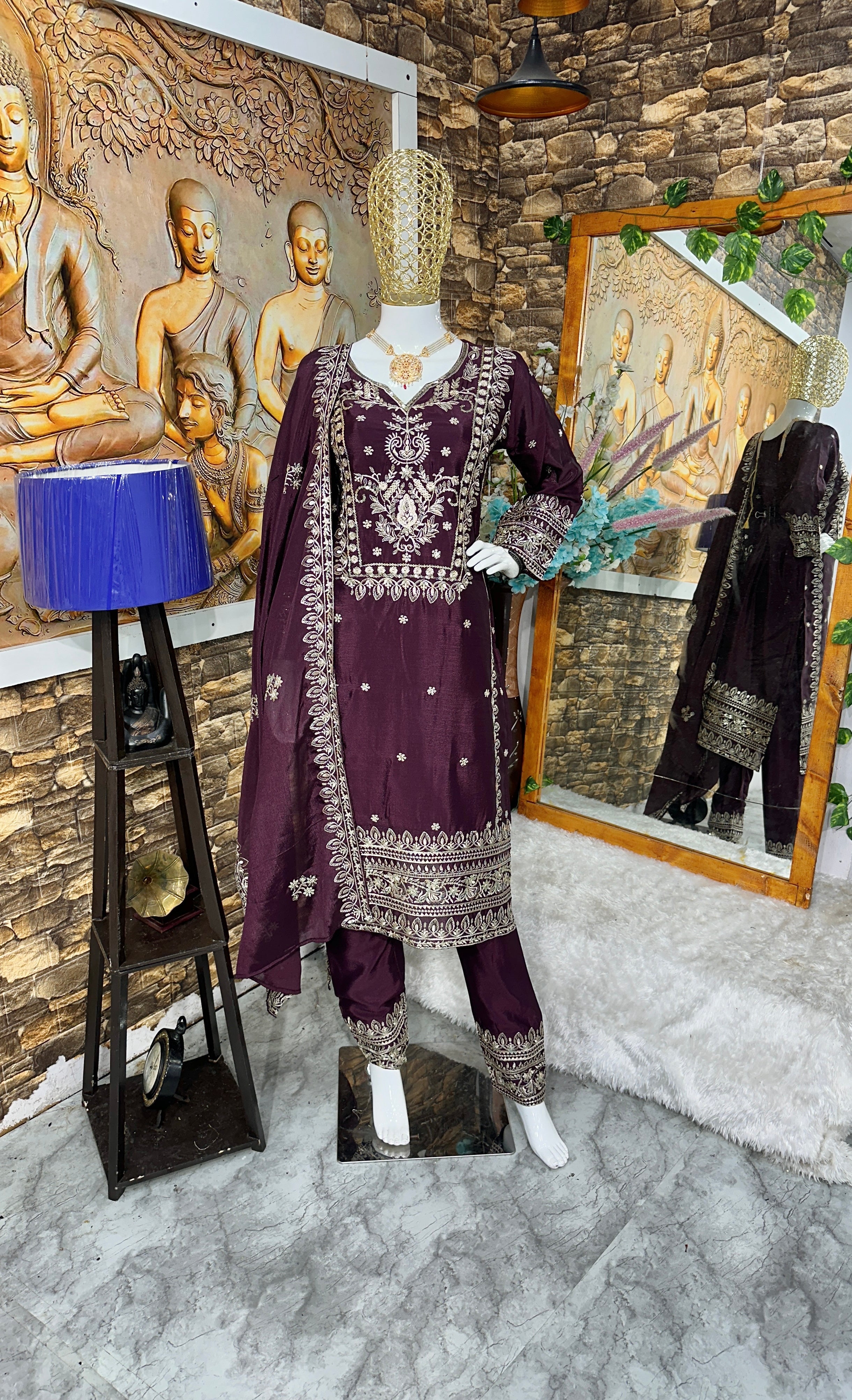 Party Wear Designer Top Bottom And Dupatta With Embroidery Work