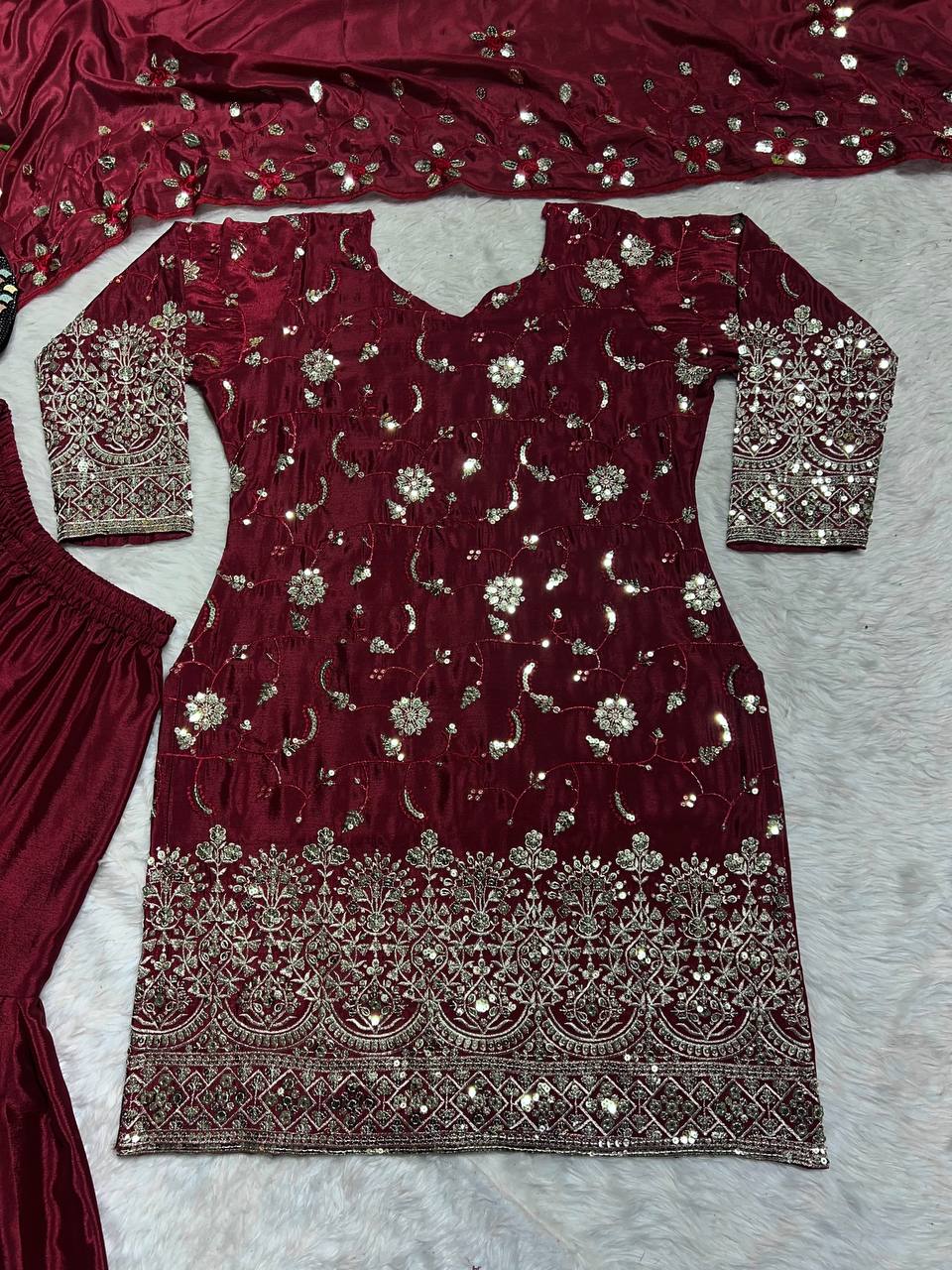 Designer Party Wear Look Top , Sharara Plazzo And Dupatta