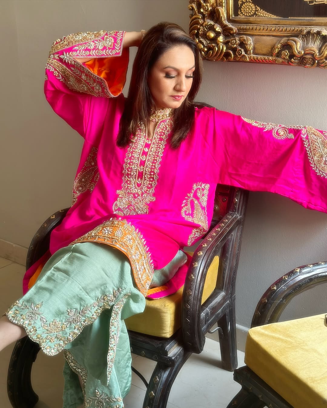 Designer Party Wear Top Plazzo And Dupatta With Embroidery Work