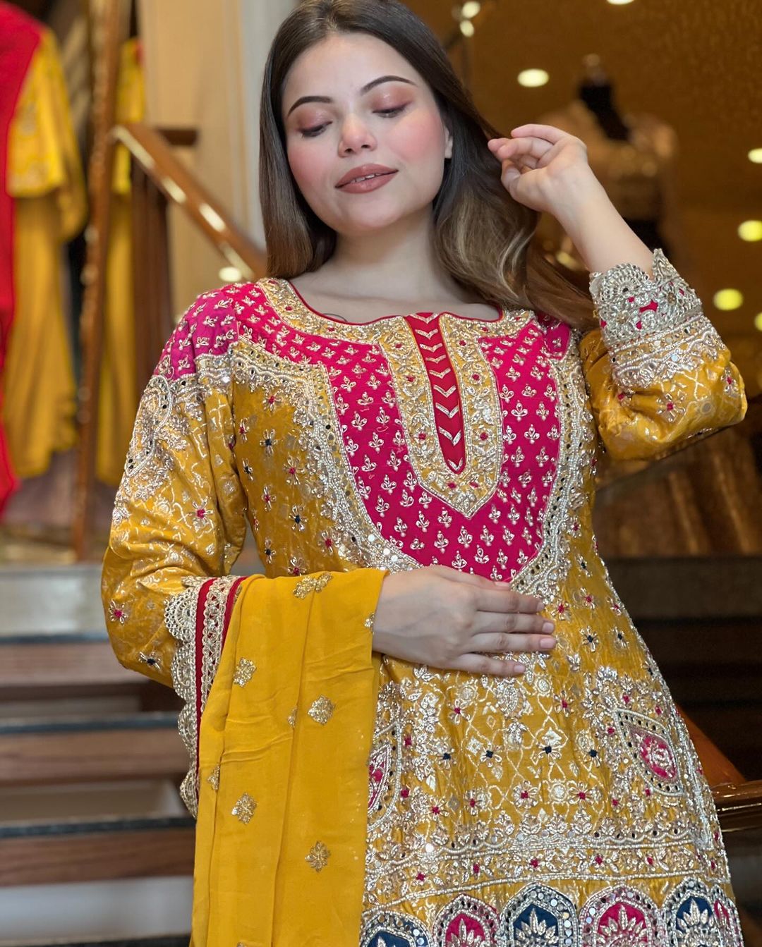 Beautiful Party Wear Top Bottom And Dupatta With Embroidery Sequence Work