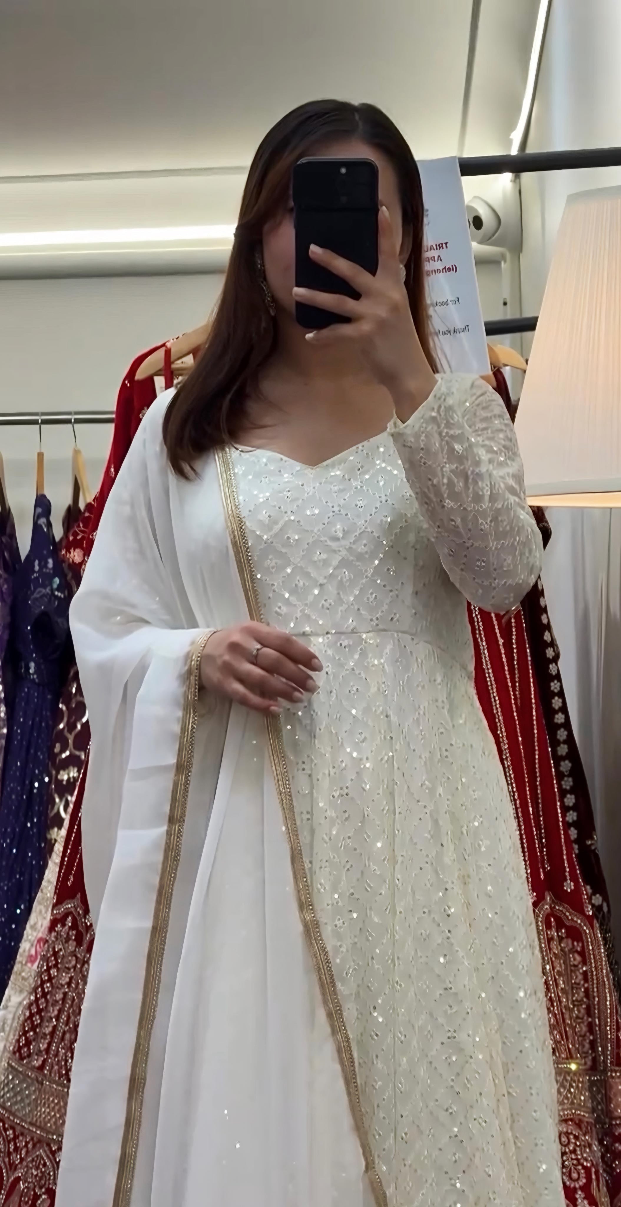 Designer Party Wear Anarkali Suit Set With Thread Embroidered Work