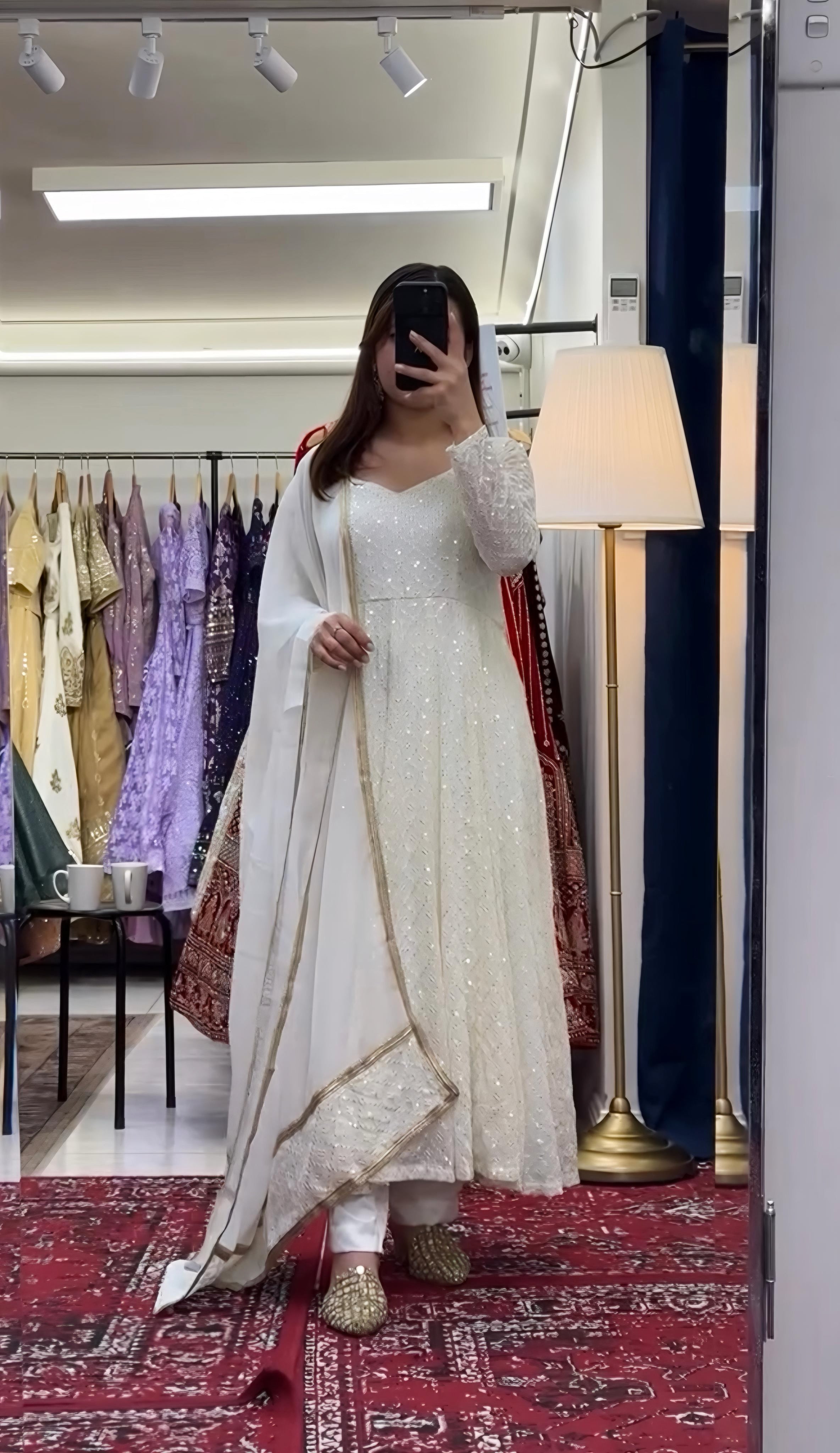 Designer Party Wear Anarkali Suit Set With Thread Embroidered Work