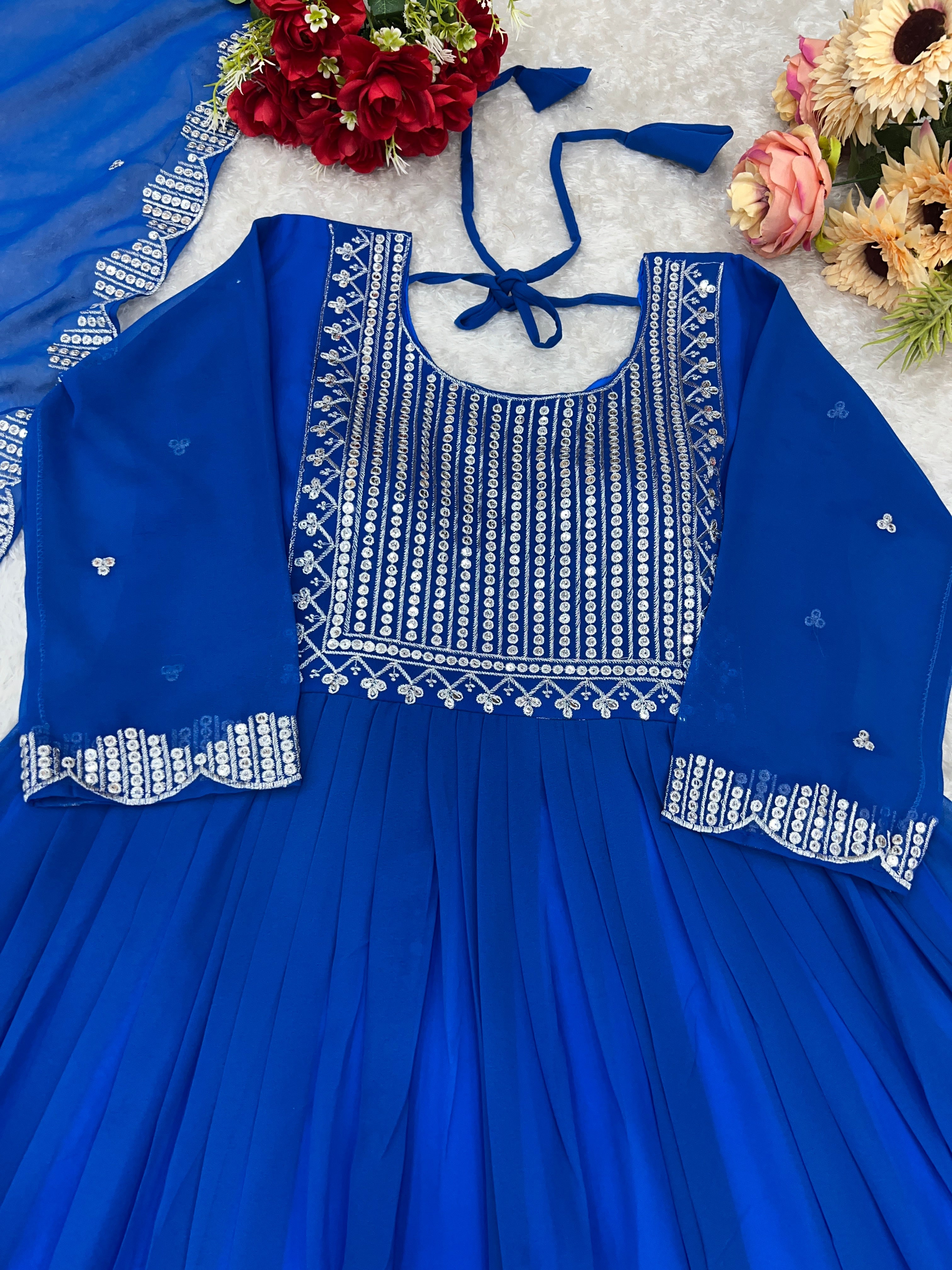 Designer Party Wear Look Anarkali Gown With Dupatta