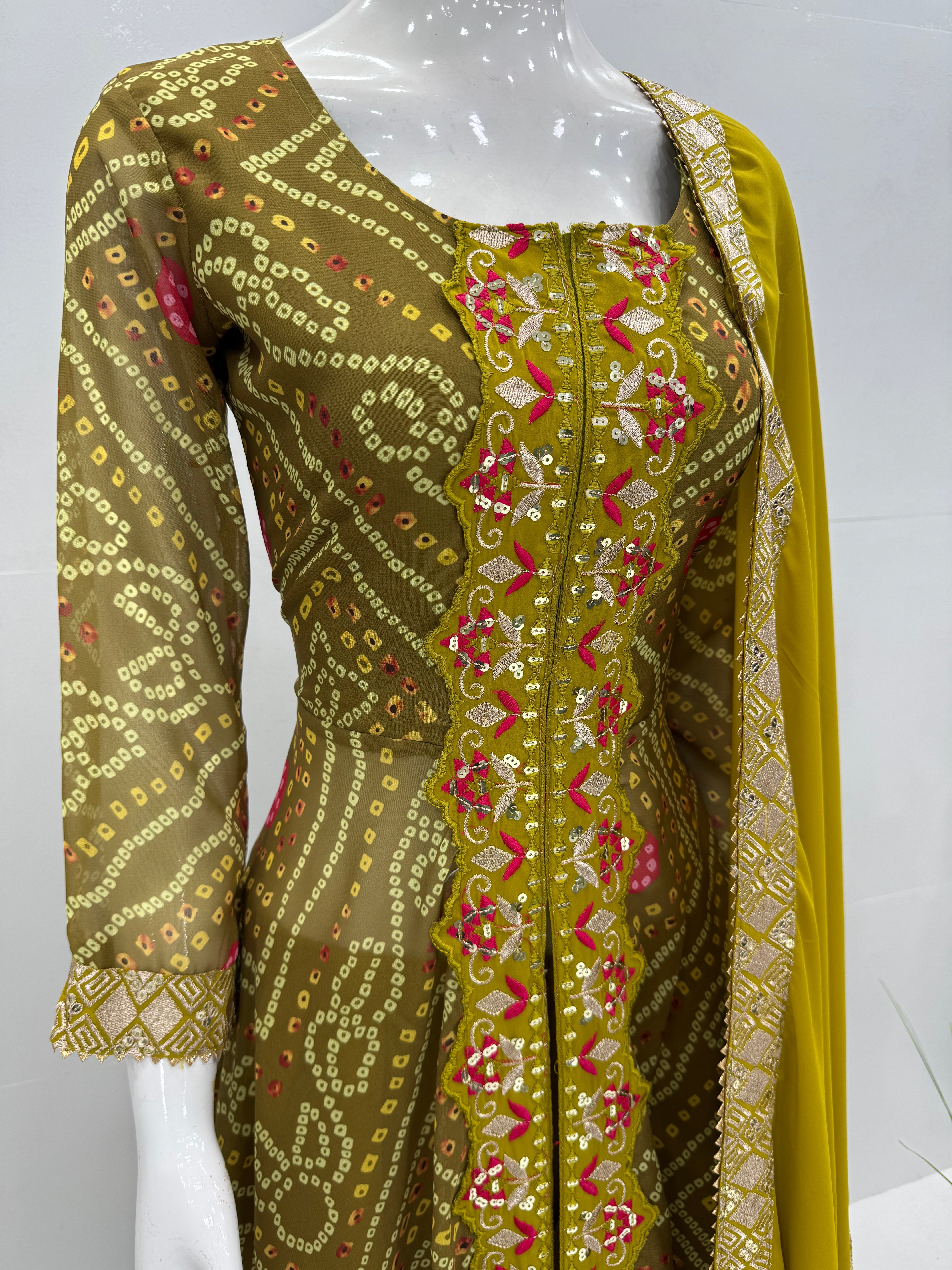 Designer Party Wear Fancy Cut Top With Plazzo Suit Set