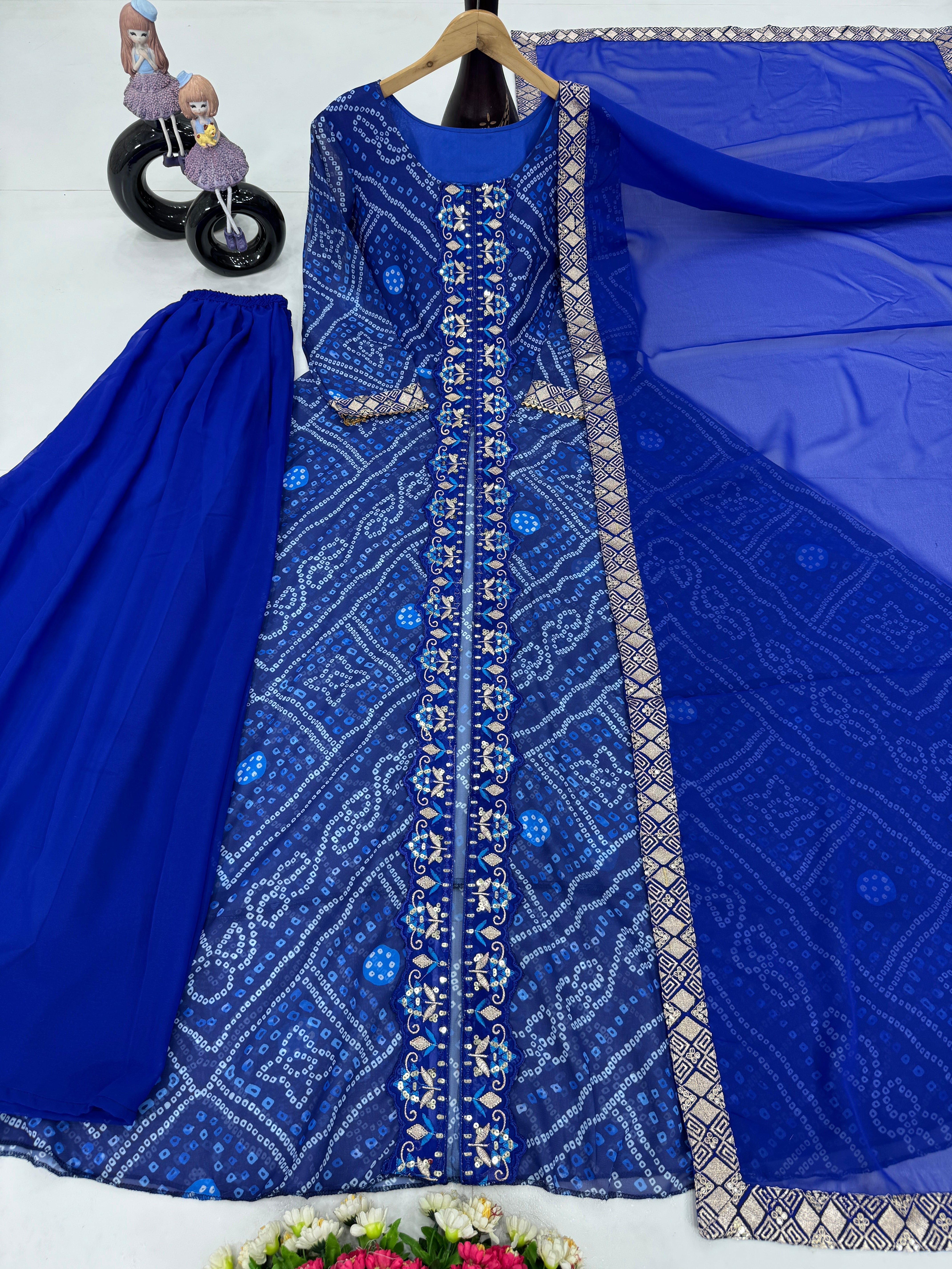 Designer Party Wear Fancy Cut Top With Plazzo Suit Set