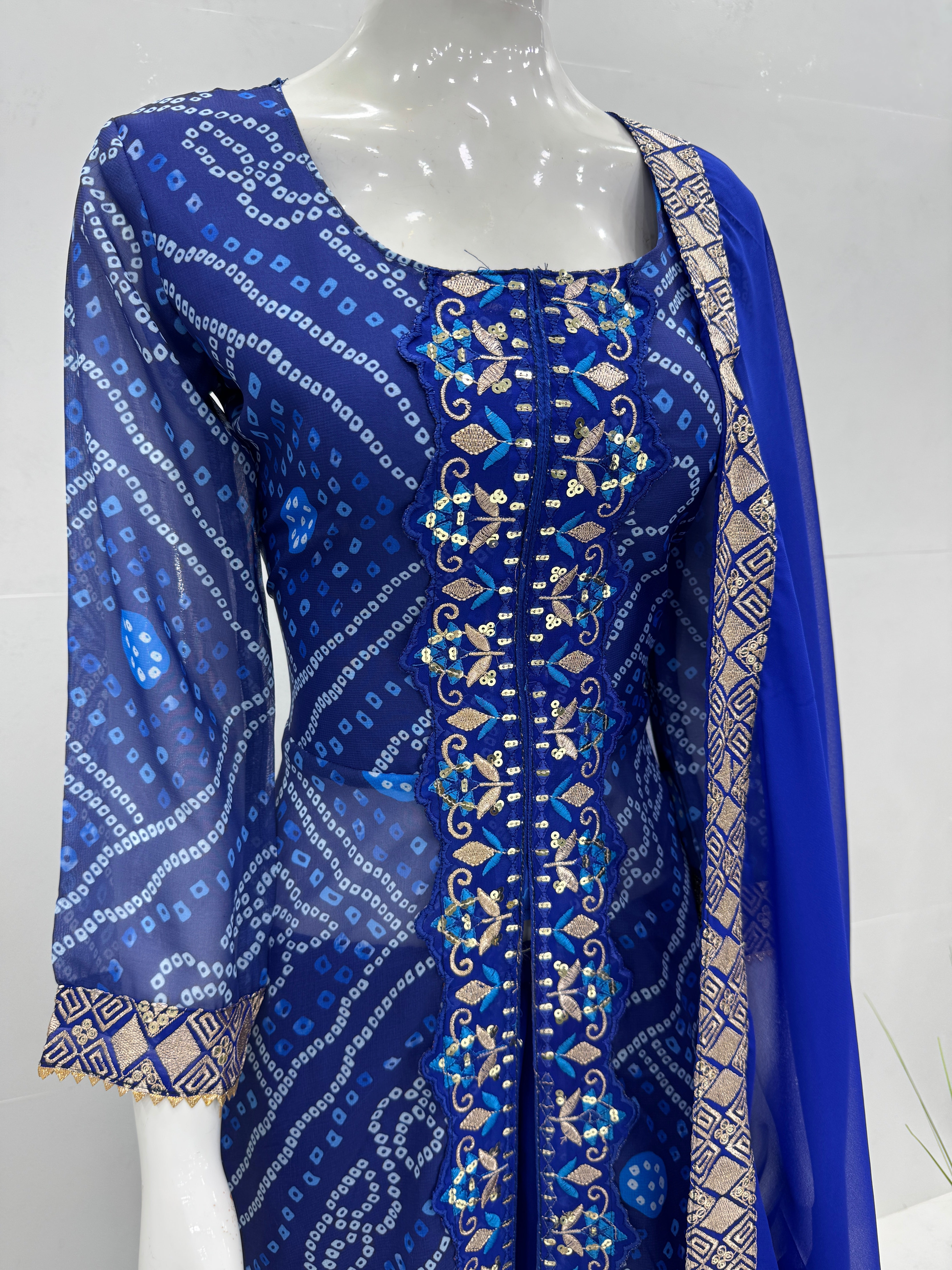 Designer Party Wear Fancy Cut Top With Plazzo Suit Set