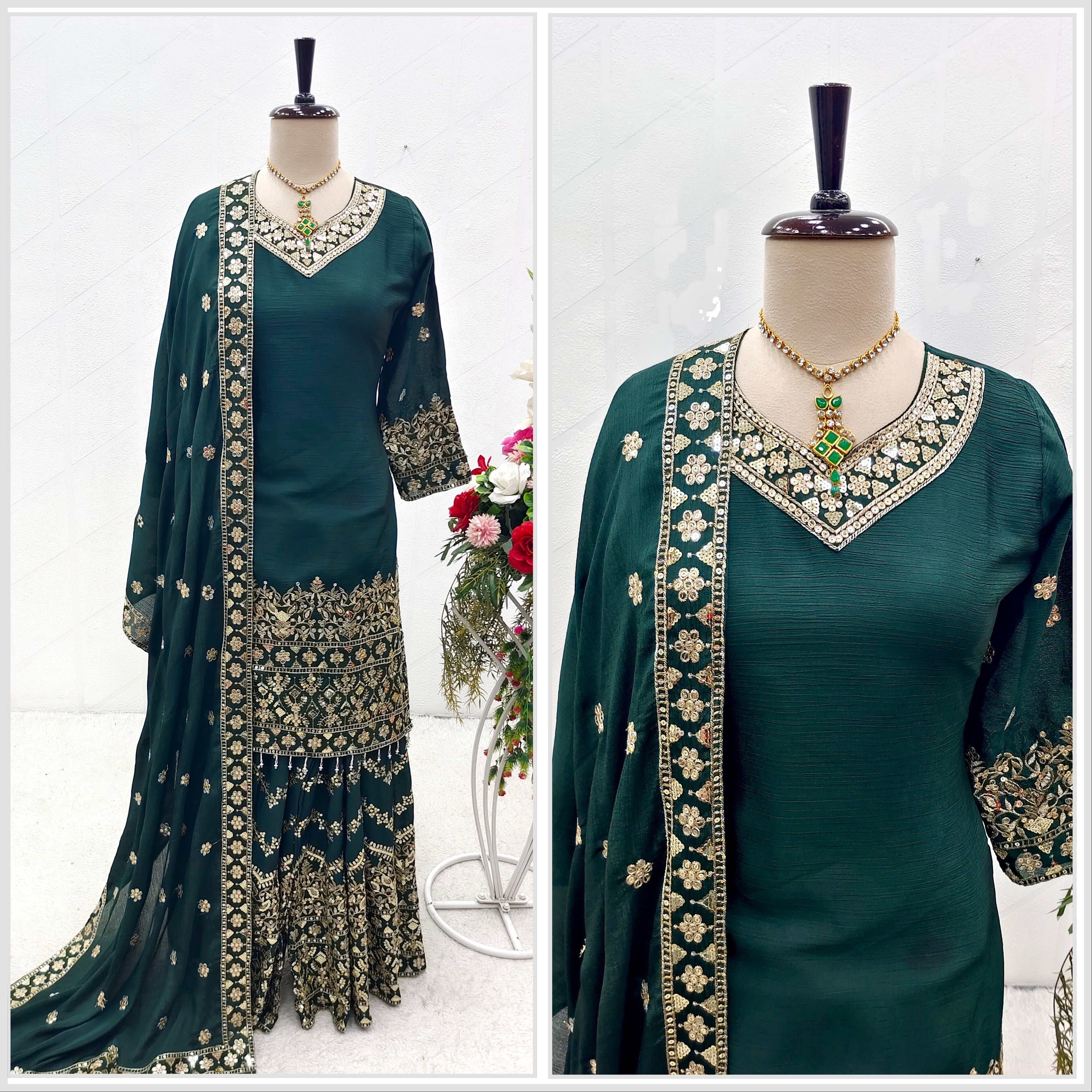 Designer Party Wear Top-Sarara With Dupatta