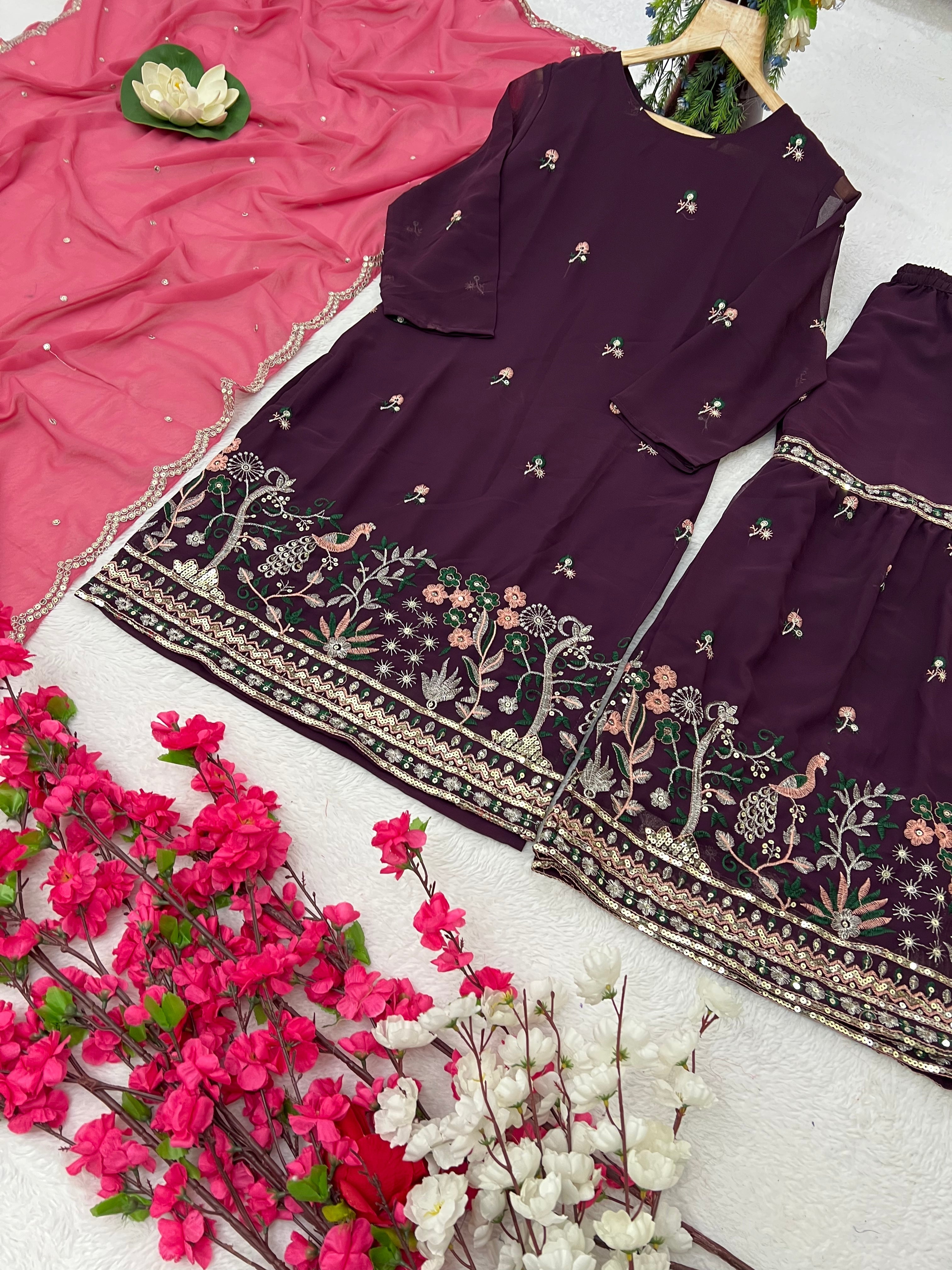 Party Wear Designer Top-Bottom And Dupatta