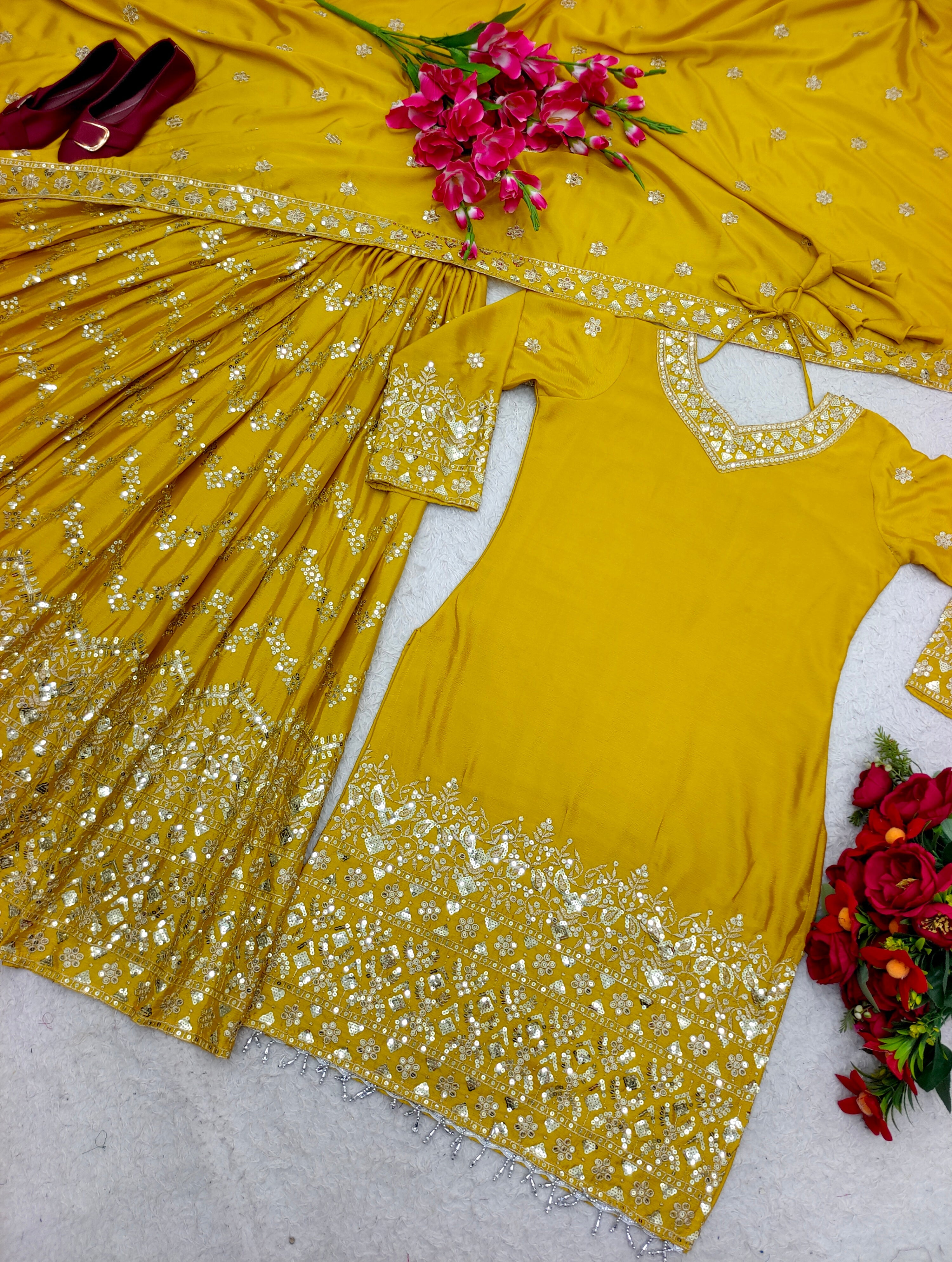Designer Party Wear Top-Sarara With Dupatta