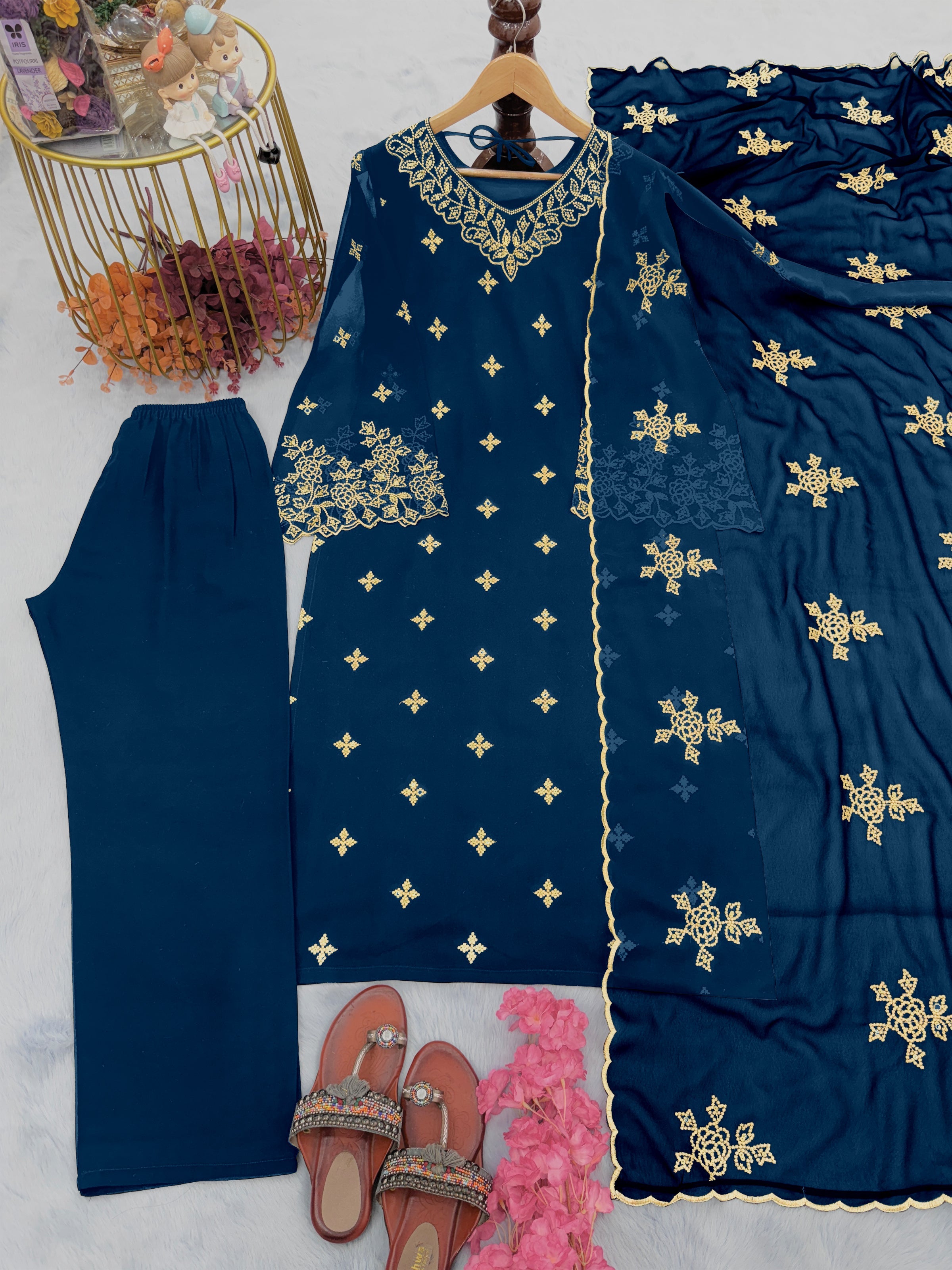 Designer Party Wear Look Top Plazzo & Beautiful Dupatta