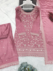 Designer Top - Plazzo & Dupatta With Embroidery Thread Work