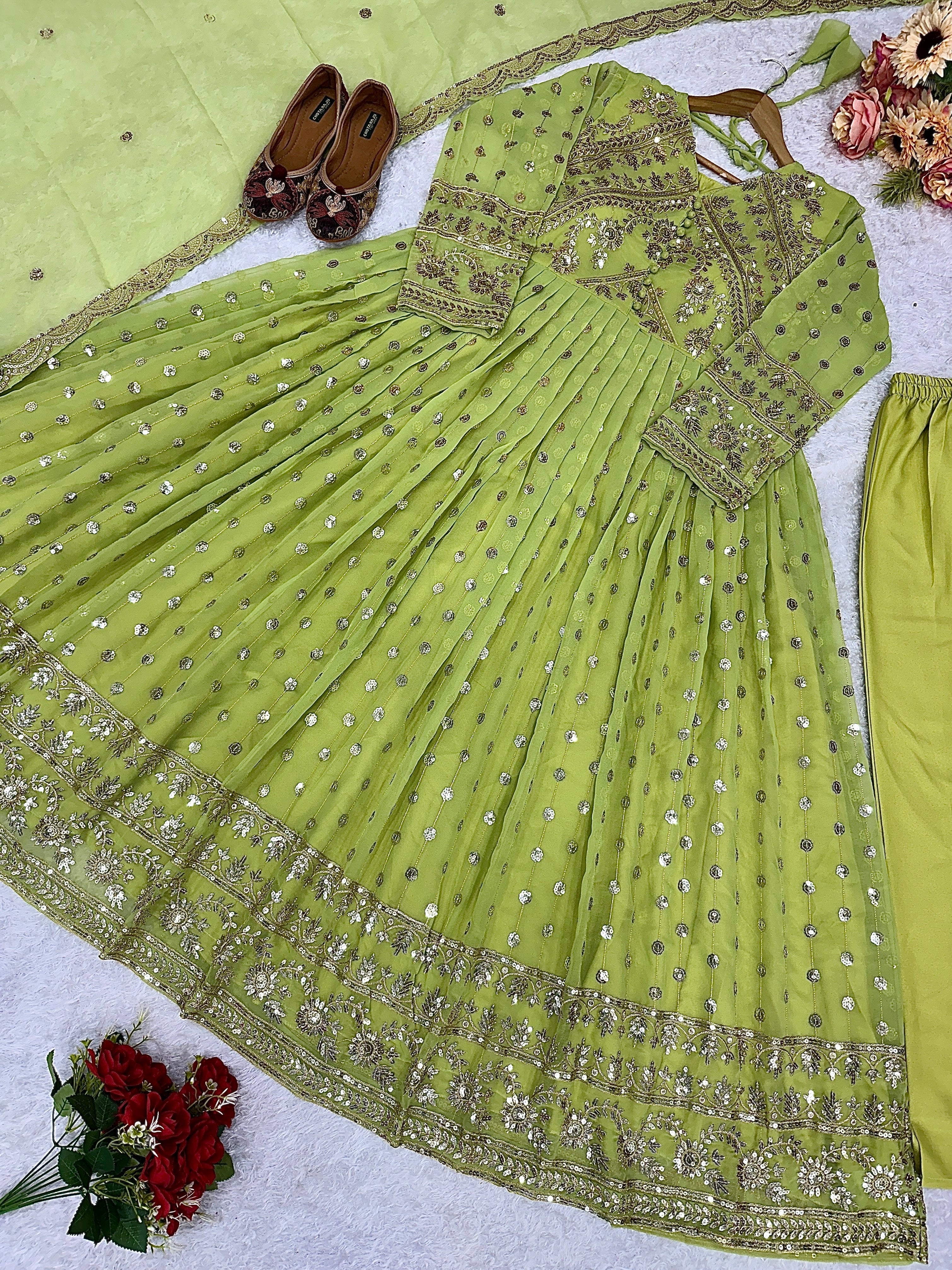 Designer Party Wear Anarkali Gown And Pent With Beautiful Dupatta