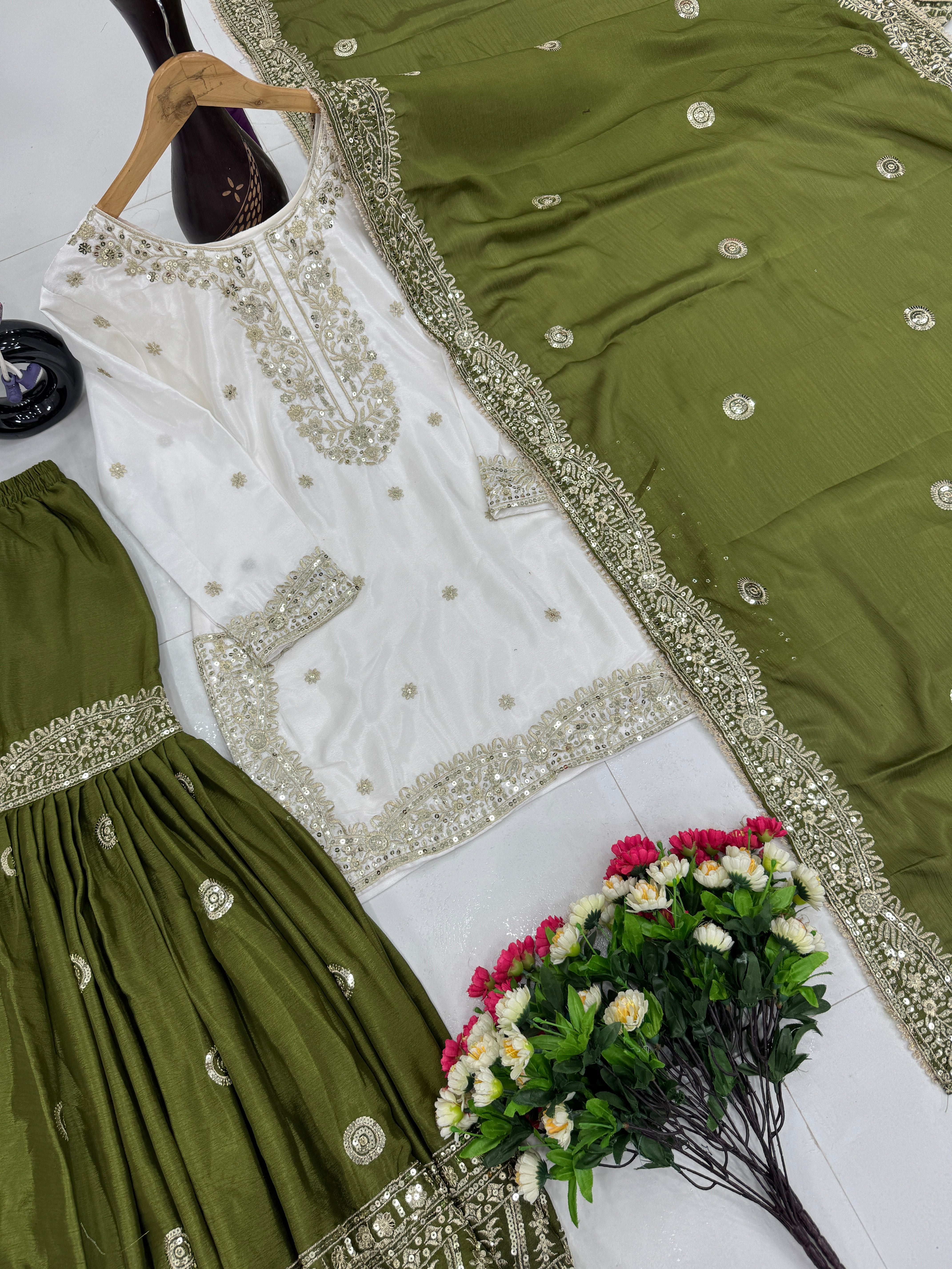 Party Wear Beautiful Top With Sharara And Dupatta