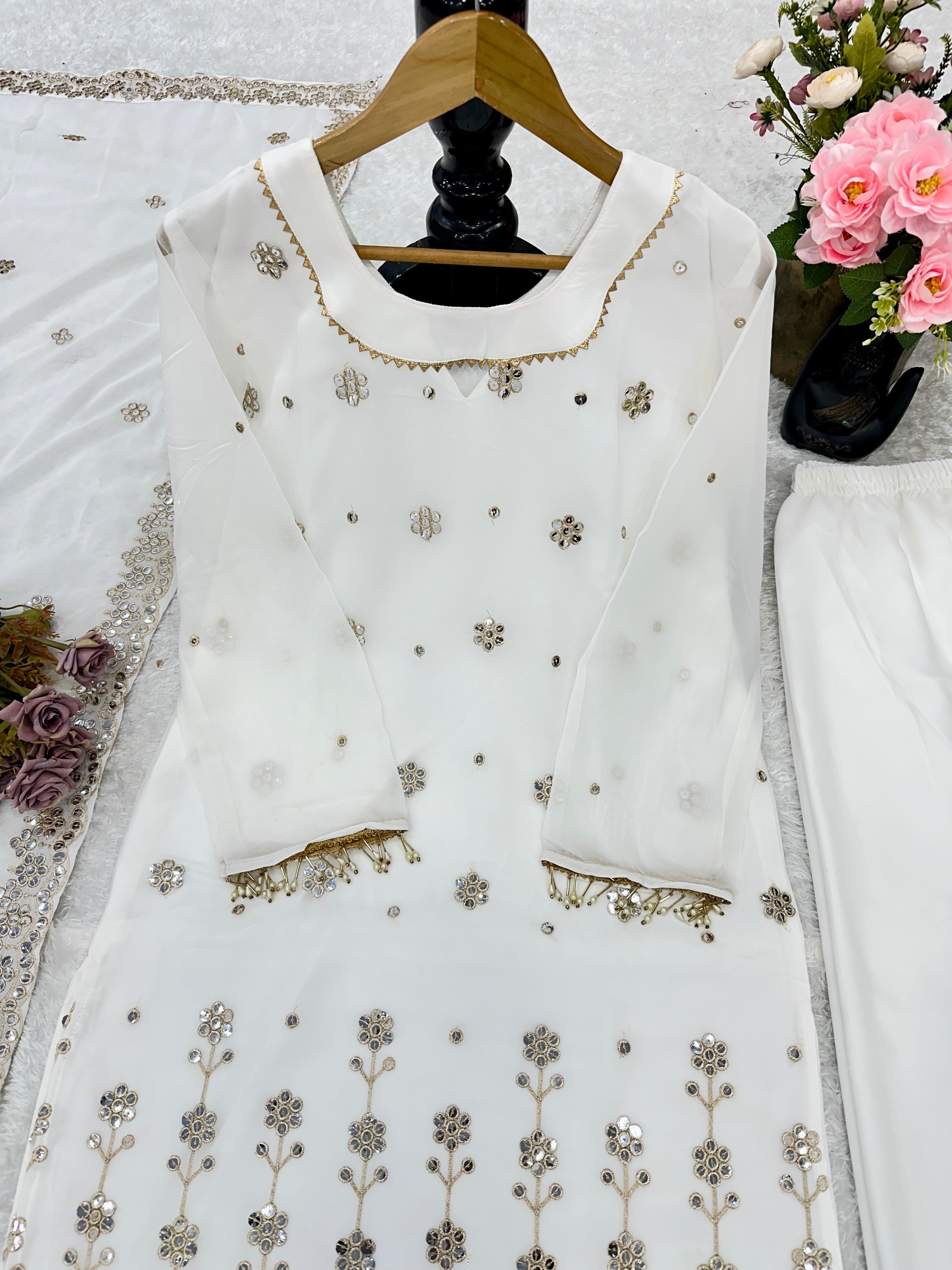 Designer Party Wear Top And Pent With Dupatta