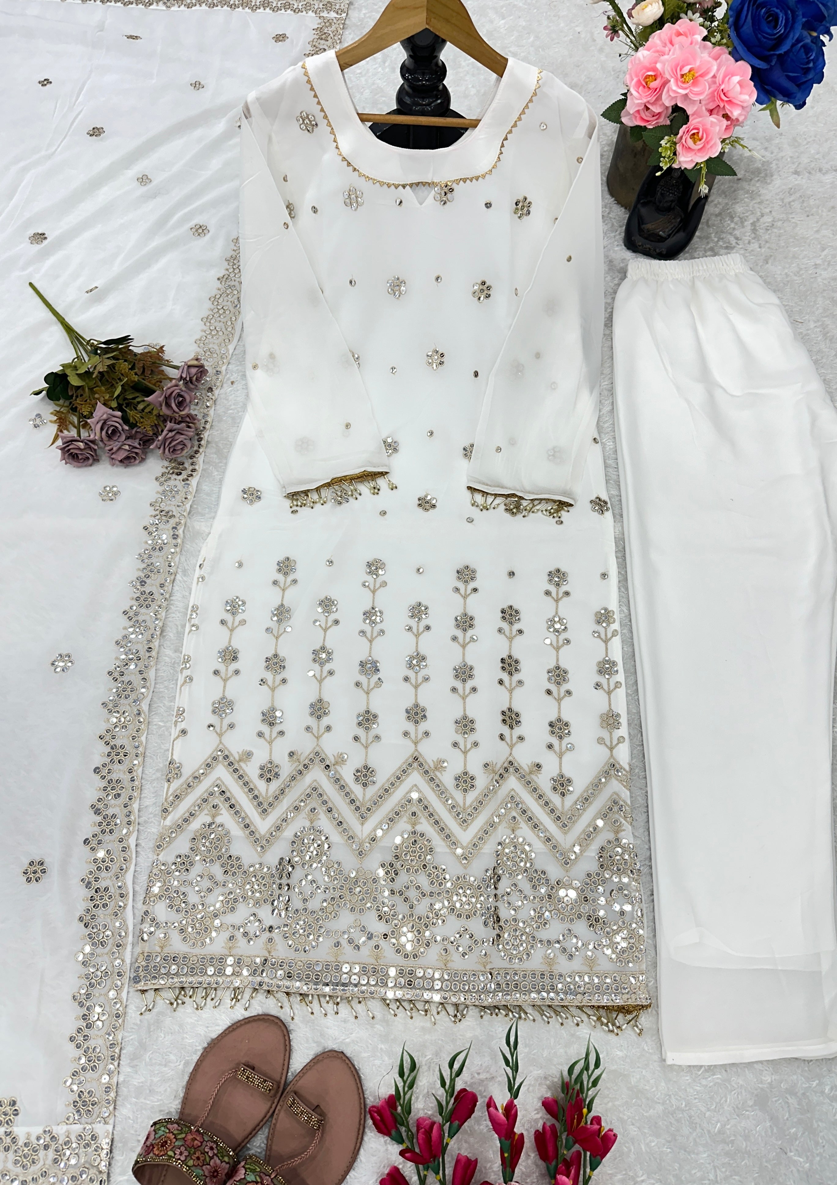 Designer Party Wear Top And Pent With Dupatta