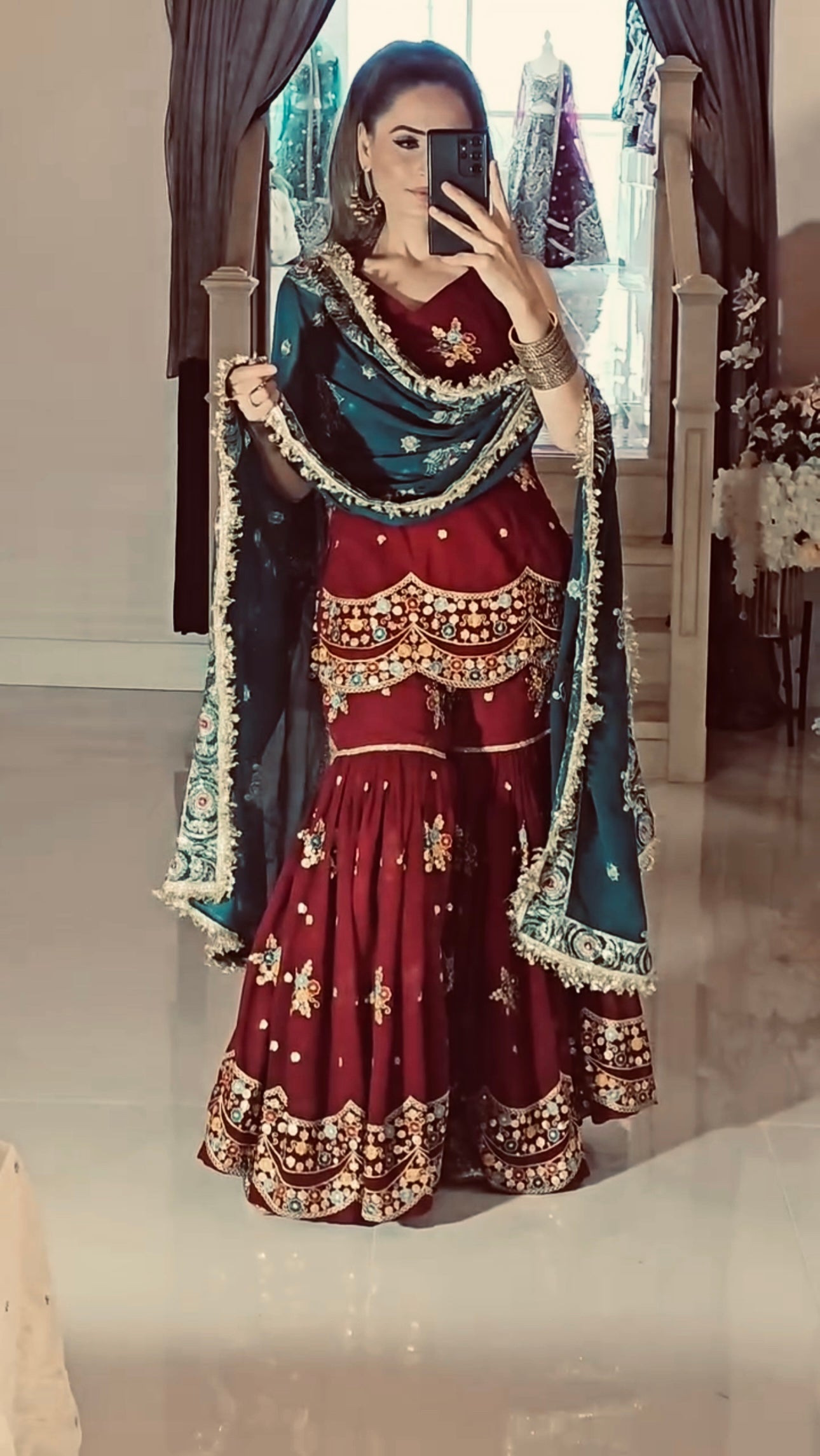 Designer Party Wear Look Top-Sarara And Dupatta With Heavy Embroidery Work