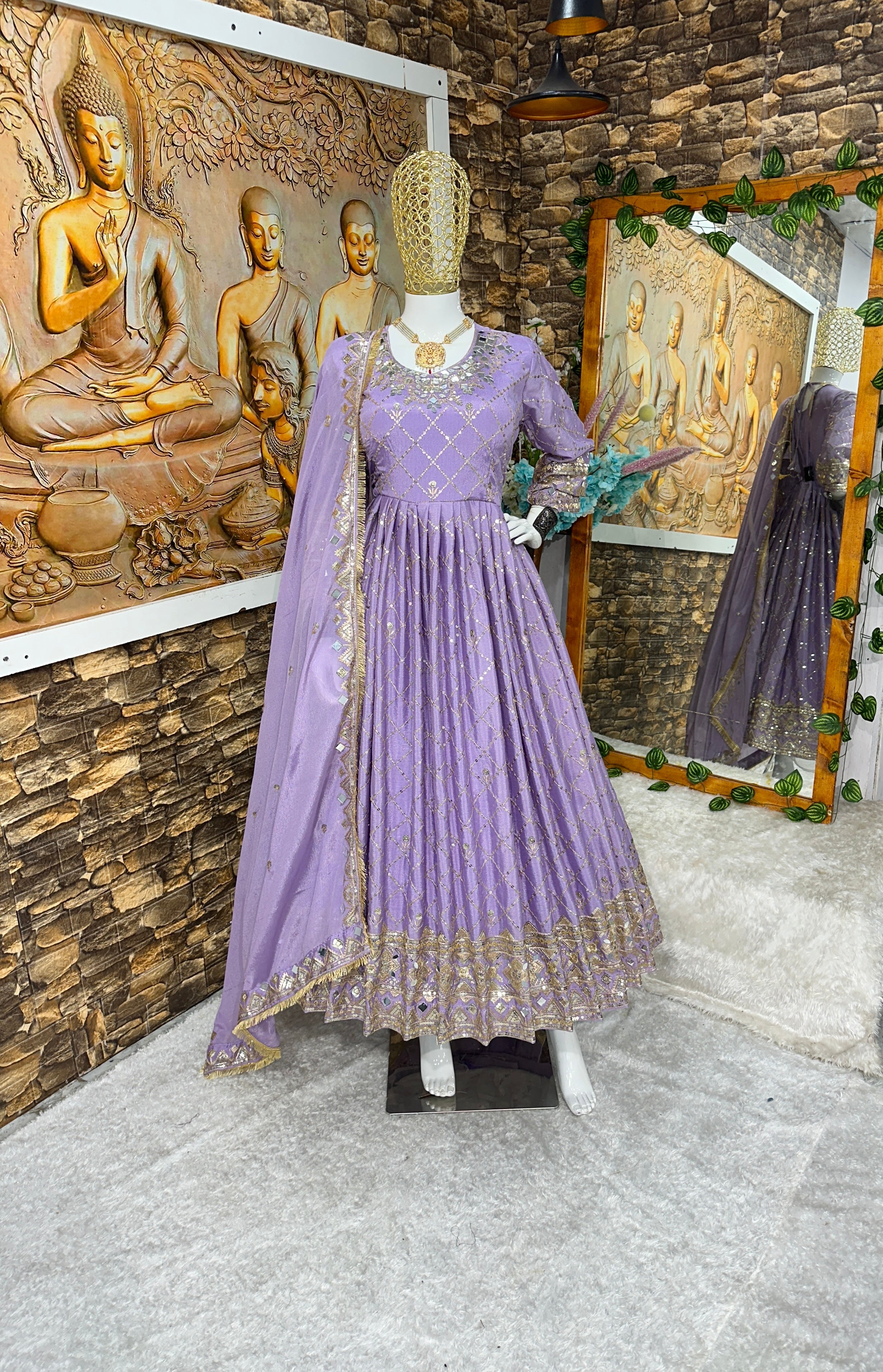 Designer Party Wear Look Gown With Dupatta And Pent