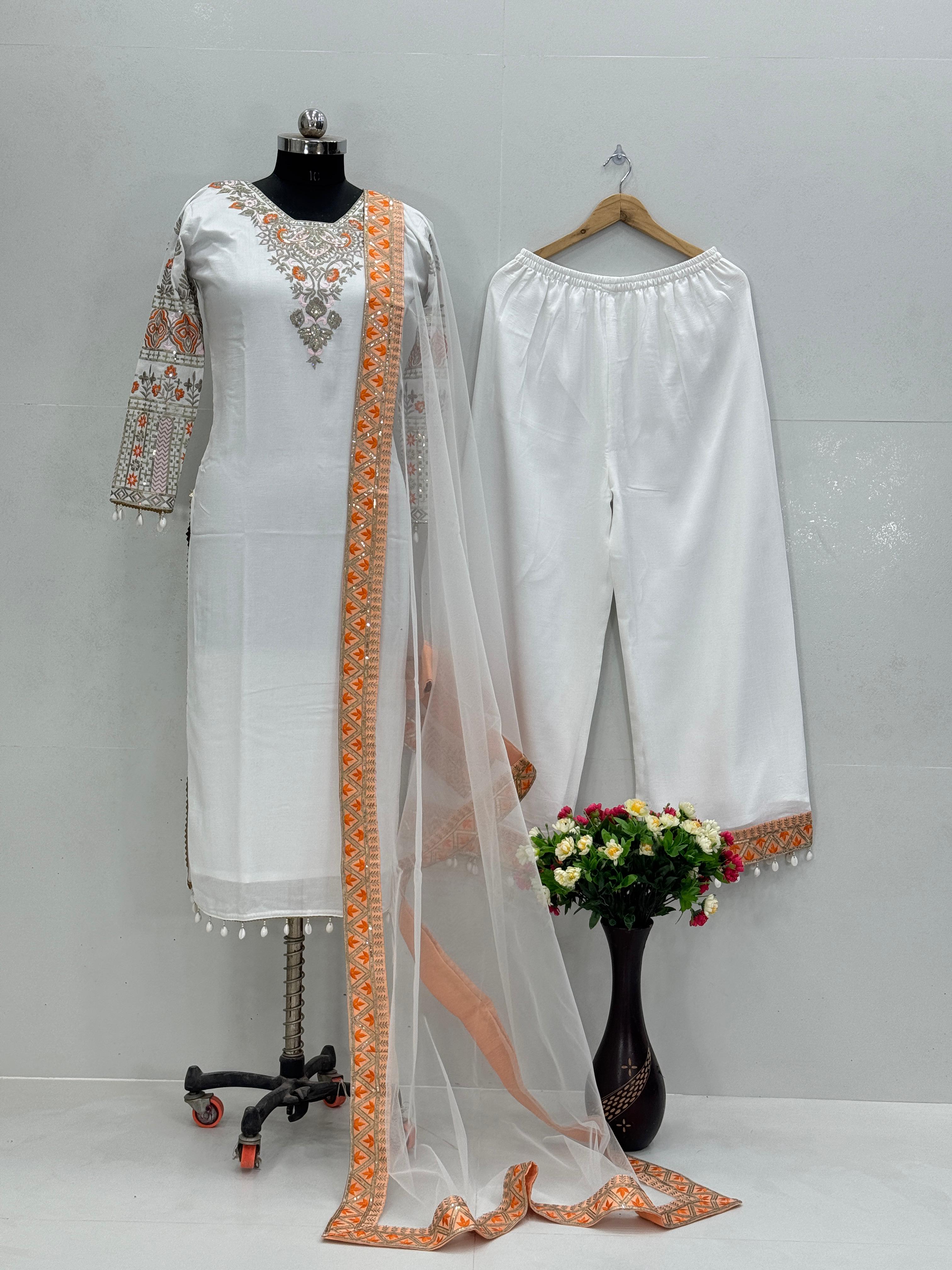 Party Wear Fancy Suit Plazzo And Dupatta