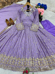 Designer Party Wear Look Gown With Dupatta And Pent