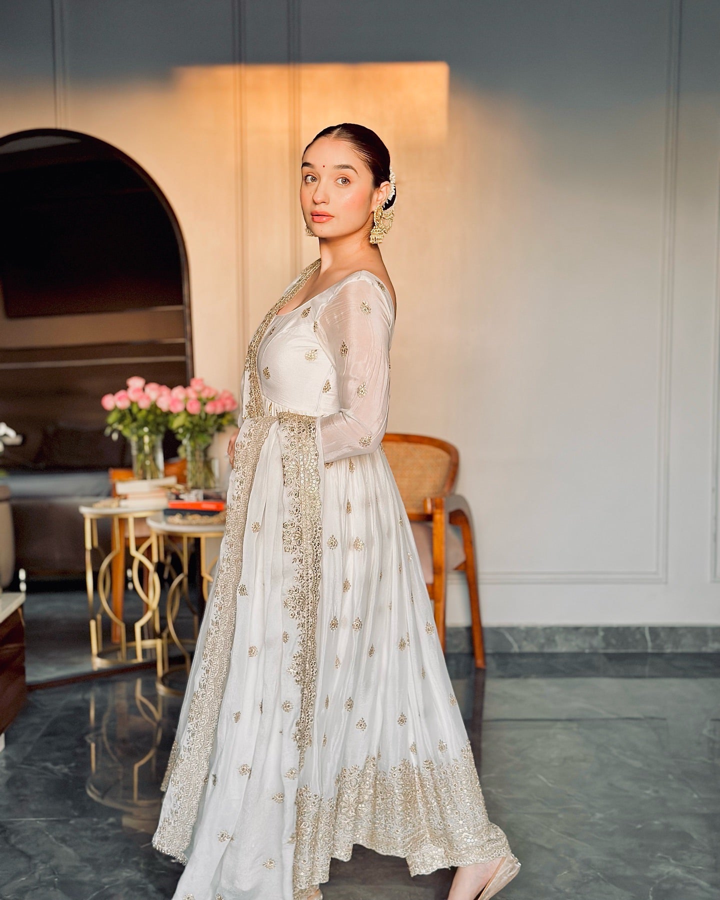 Designer Party Wear Gown -Pent And Dupatta With Embroidery Sequence Work