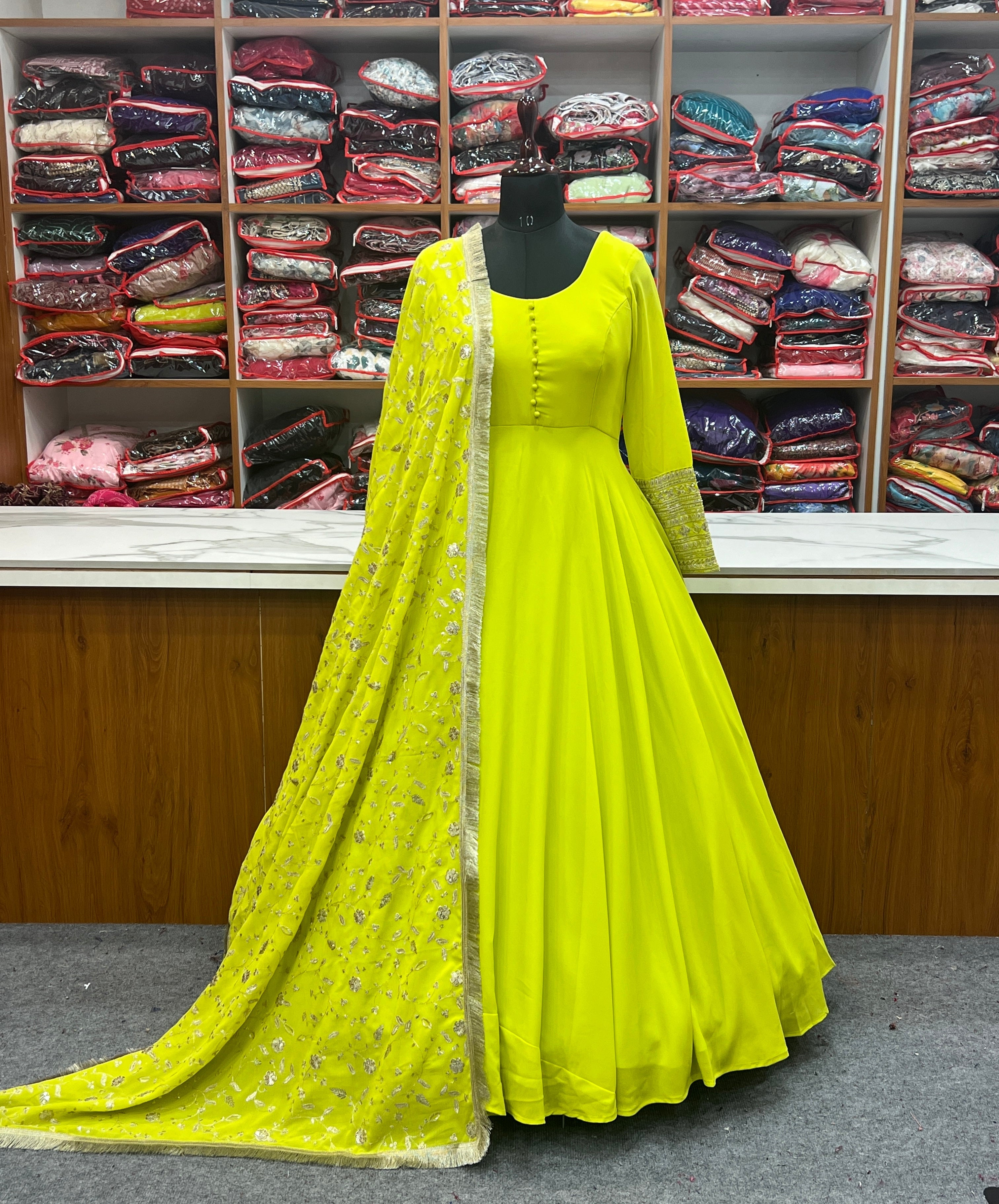 Designer Party Wear Anarkali Gown Pent And Dupatta