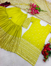 Designer Party Wear Top-Sarara With Dupatta With Embroidery Work