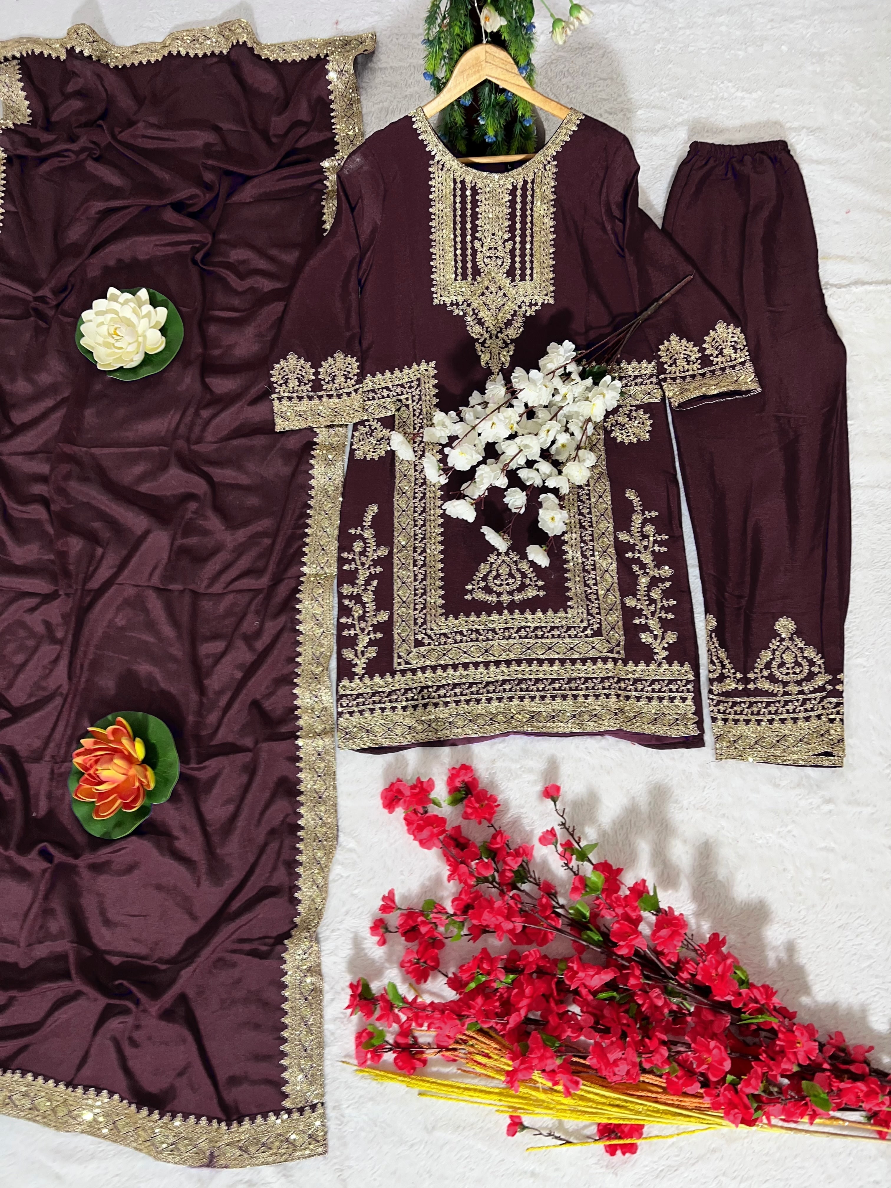 Designer Party Wear Top-Bottom And Beautiful Dupatta